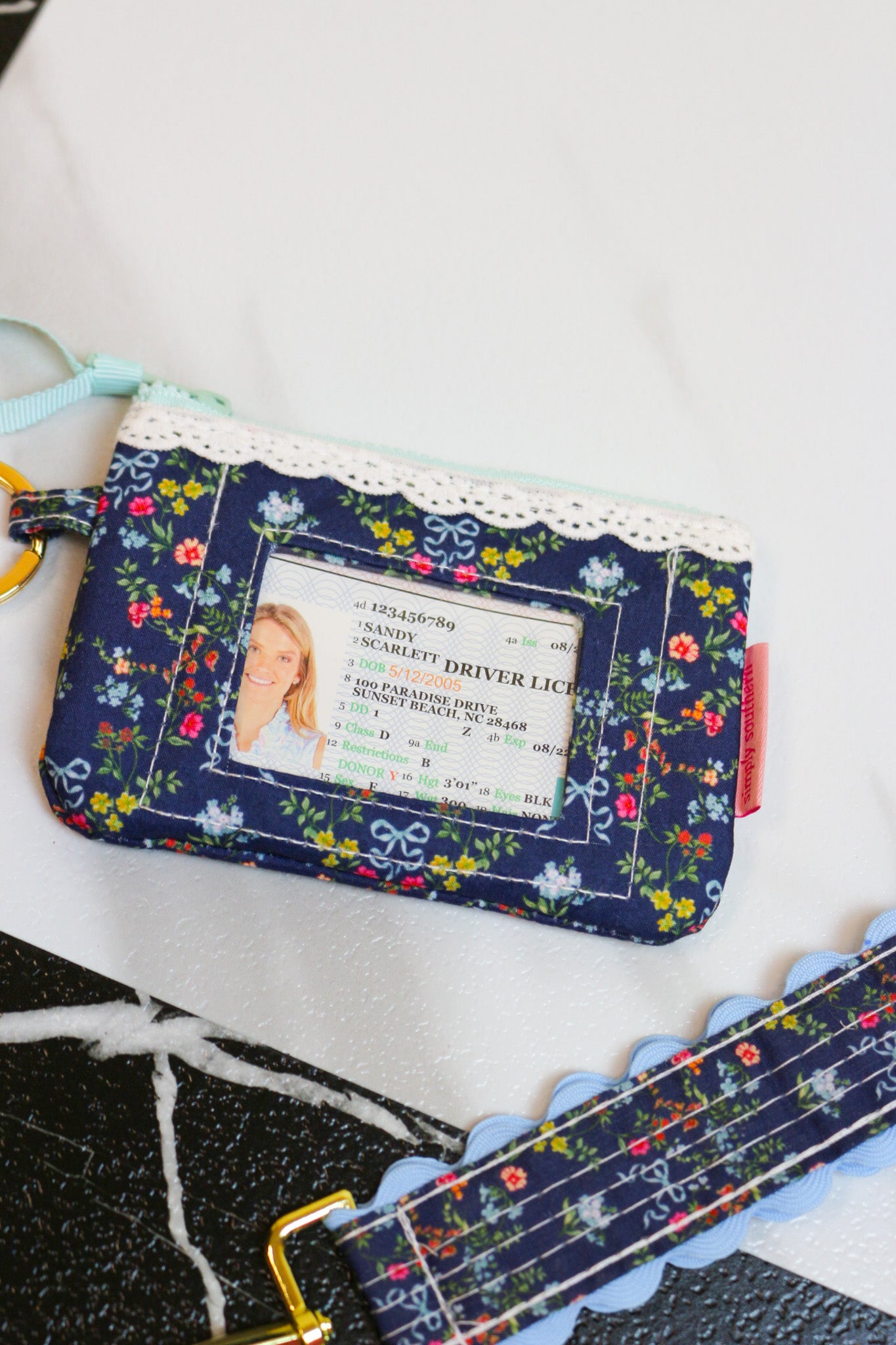 Simply Southern lace ID wallet keychain, shown in one of several available prints