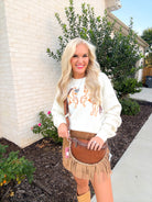 Wrangler Womens White Soutache Horse Crew Sweatshirt