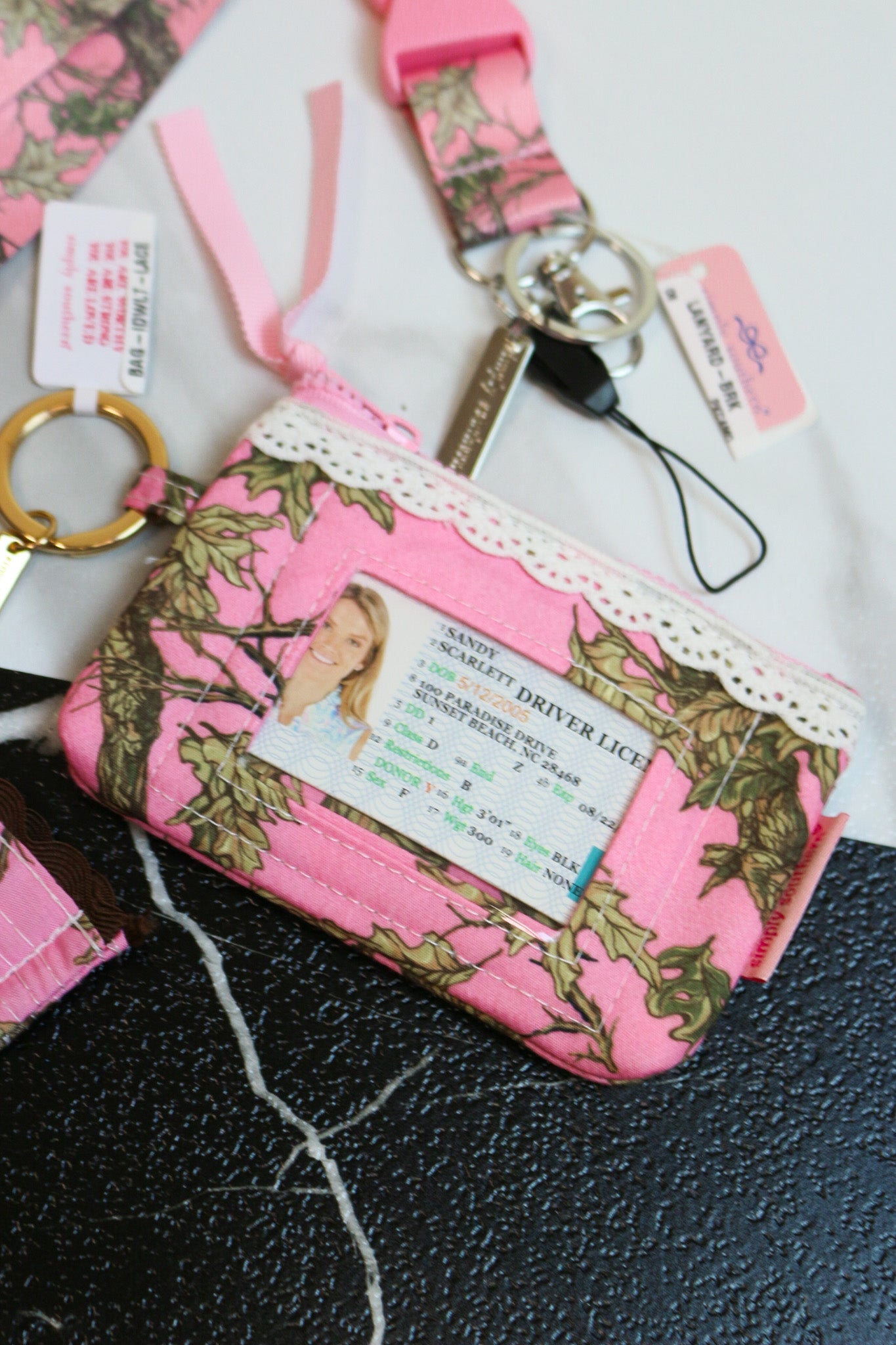 Simply Southern lace ID wallet keychain, shown in one of several available prints