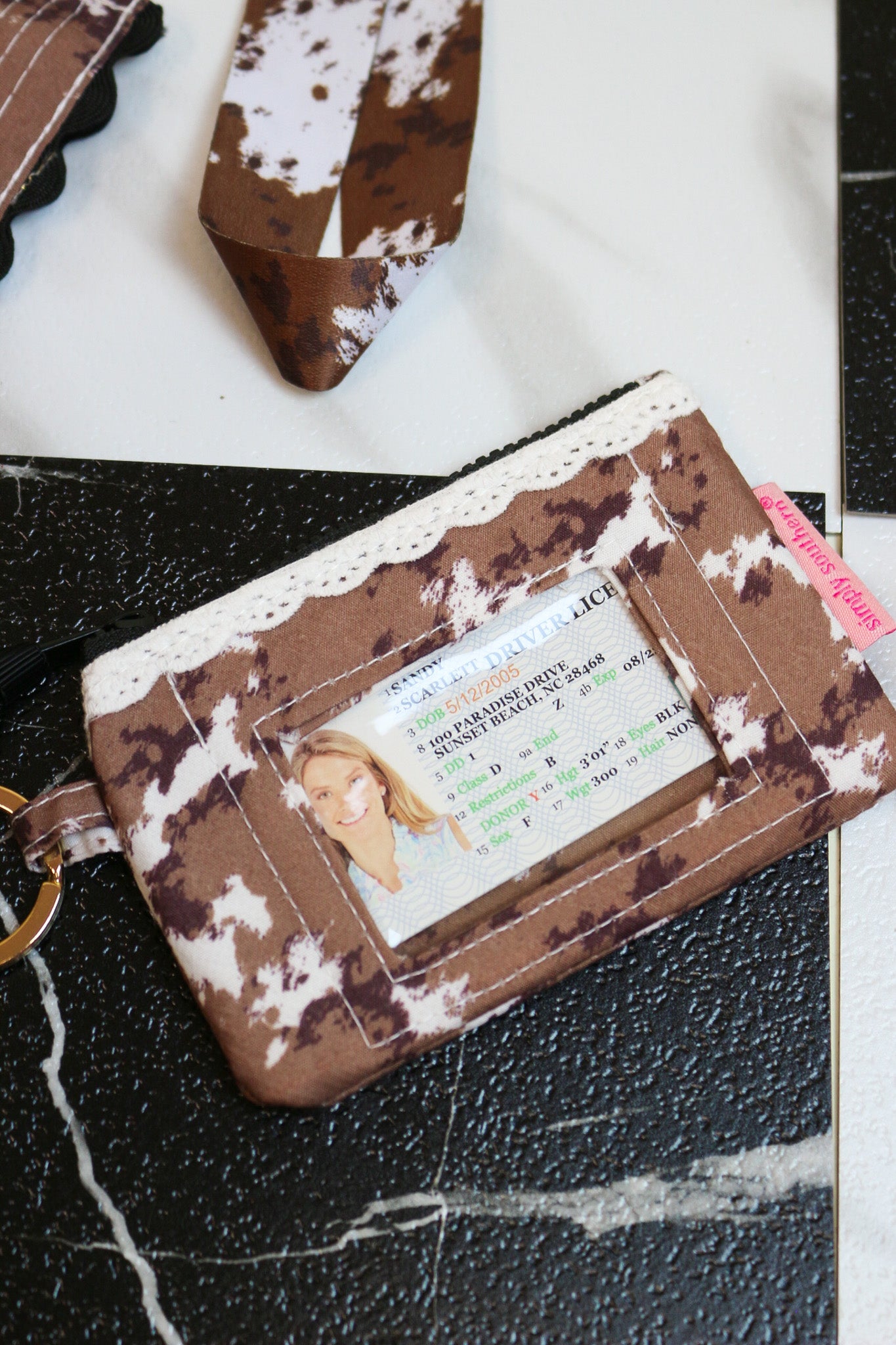 Simply Southern lace ID wallet keychain, shown in one of several available prints