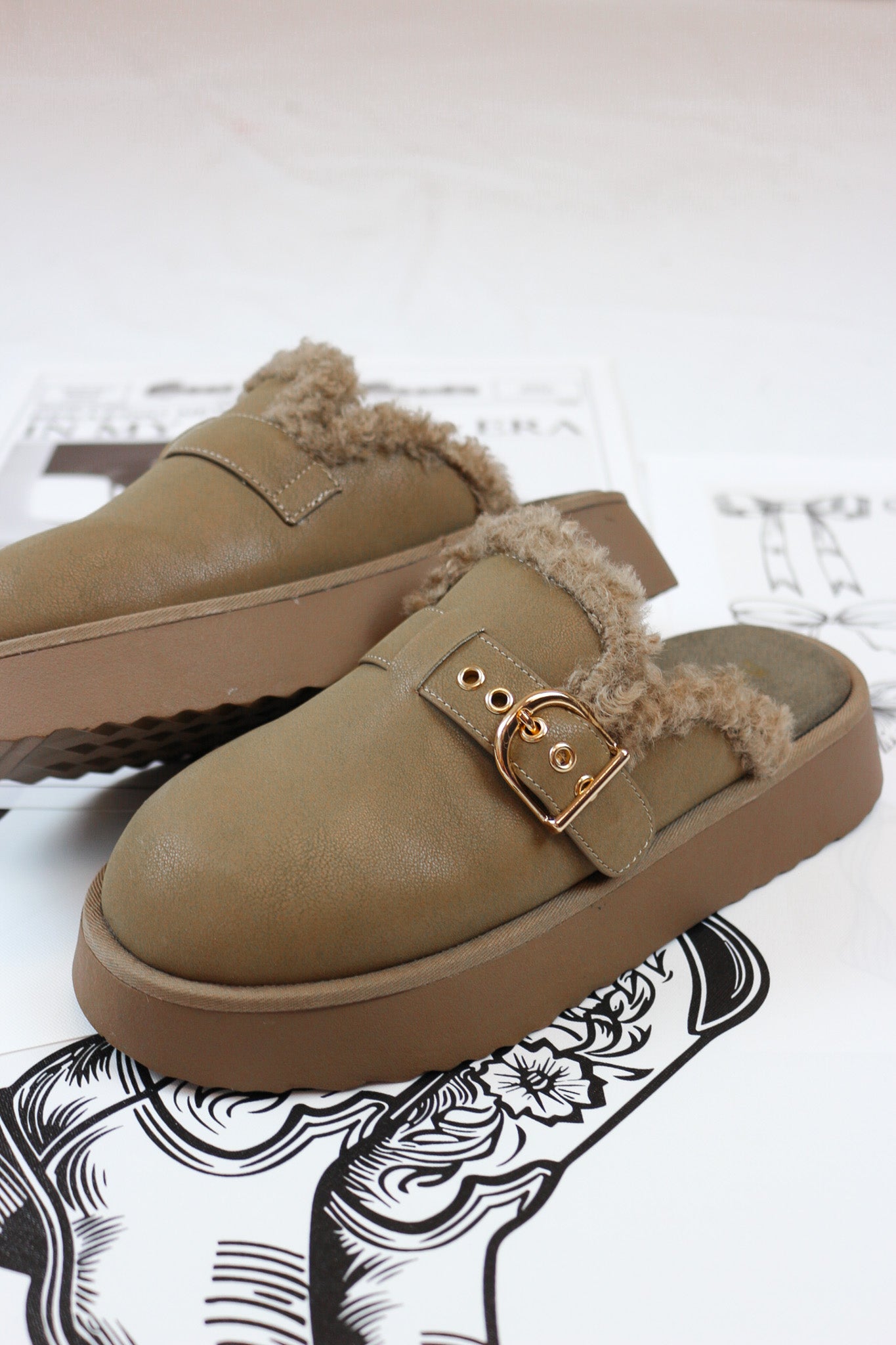 Sugary Taupe Fur Slip On MIA Shoe