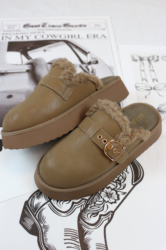 Sugary Taupe Fur Slip On MIA Shoe