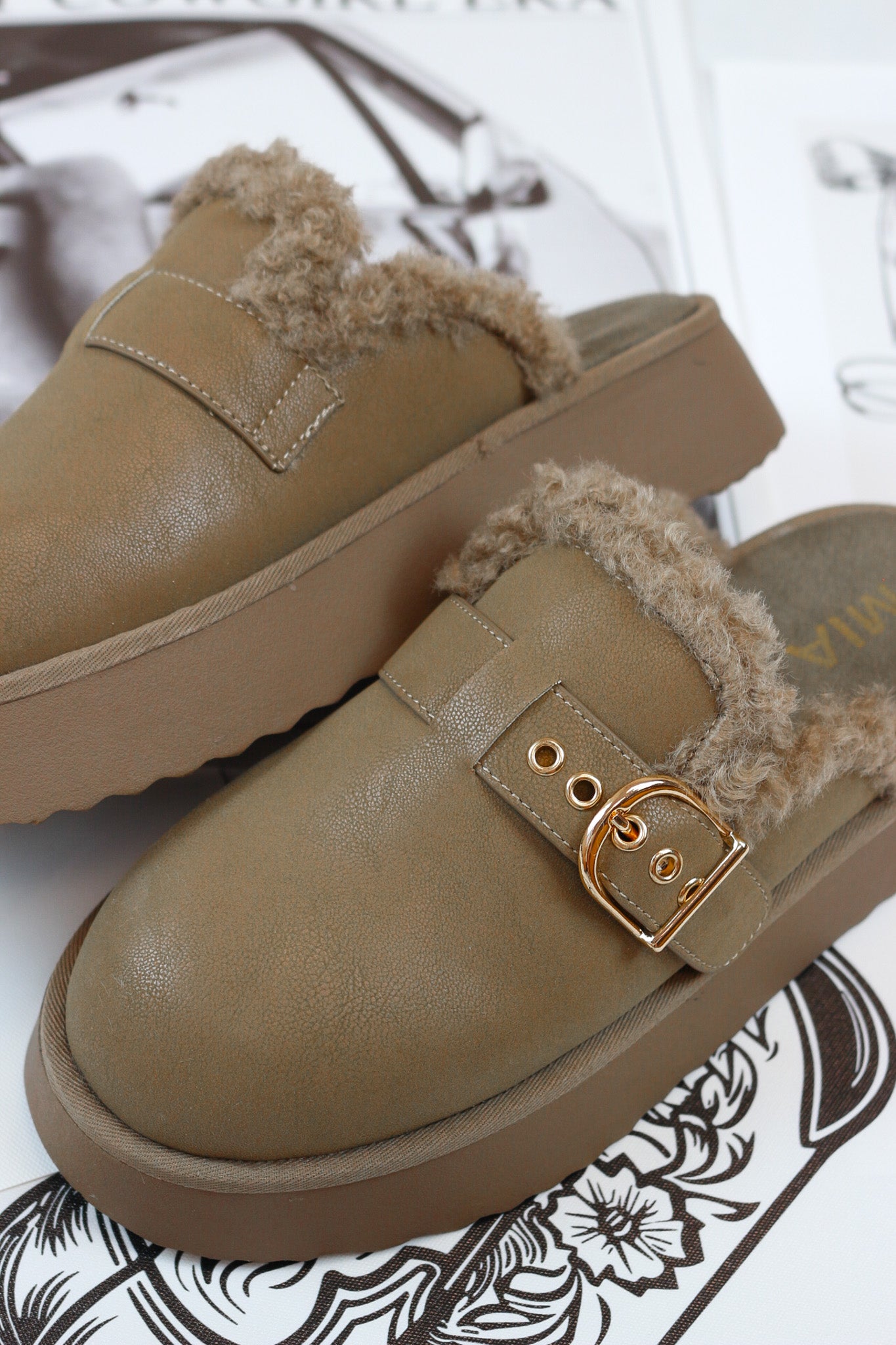 Sugary Taupe Fur Slip On MIA Shoe