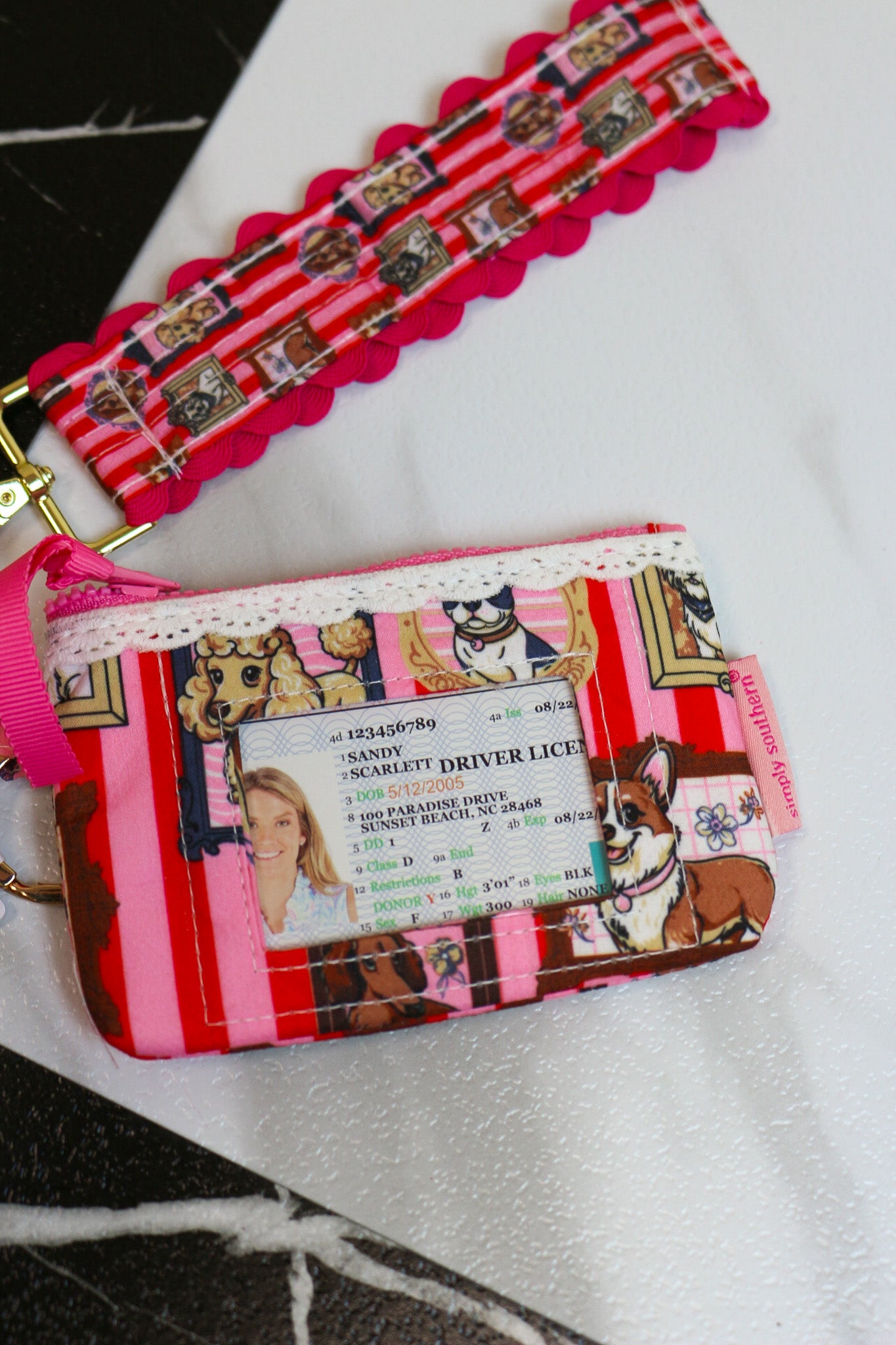 Simply Southern lace ID wallet keychain, shown in one of several available prints