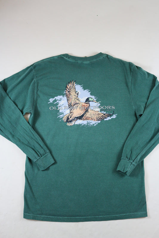 Men's Old Row Green Flying Mallard Long Sleeve Tee