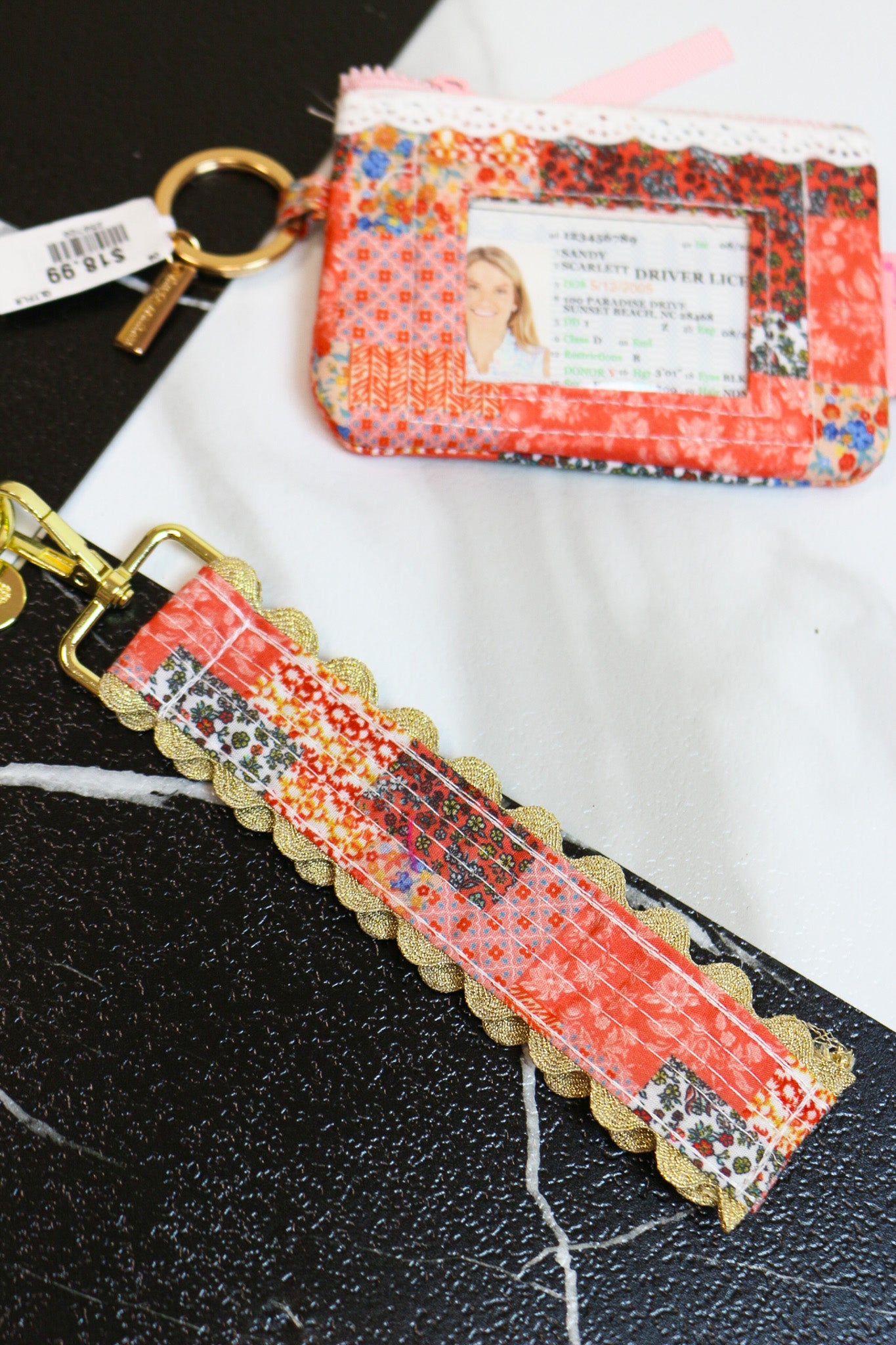Key fob wristlet keychain, shown in one of several available colors