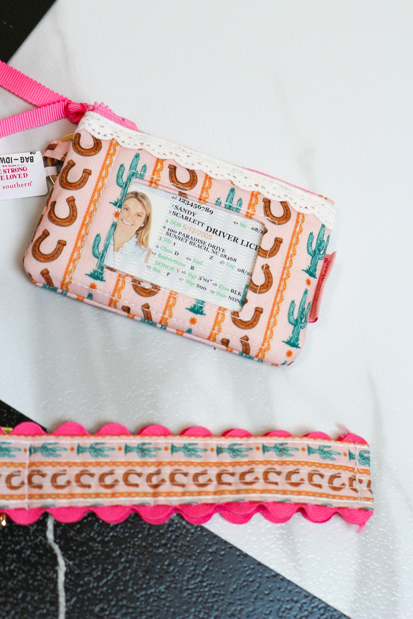 Simply Southern lace ID wallet keychain, shown in one of several available prints