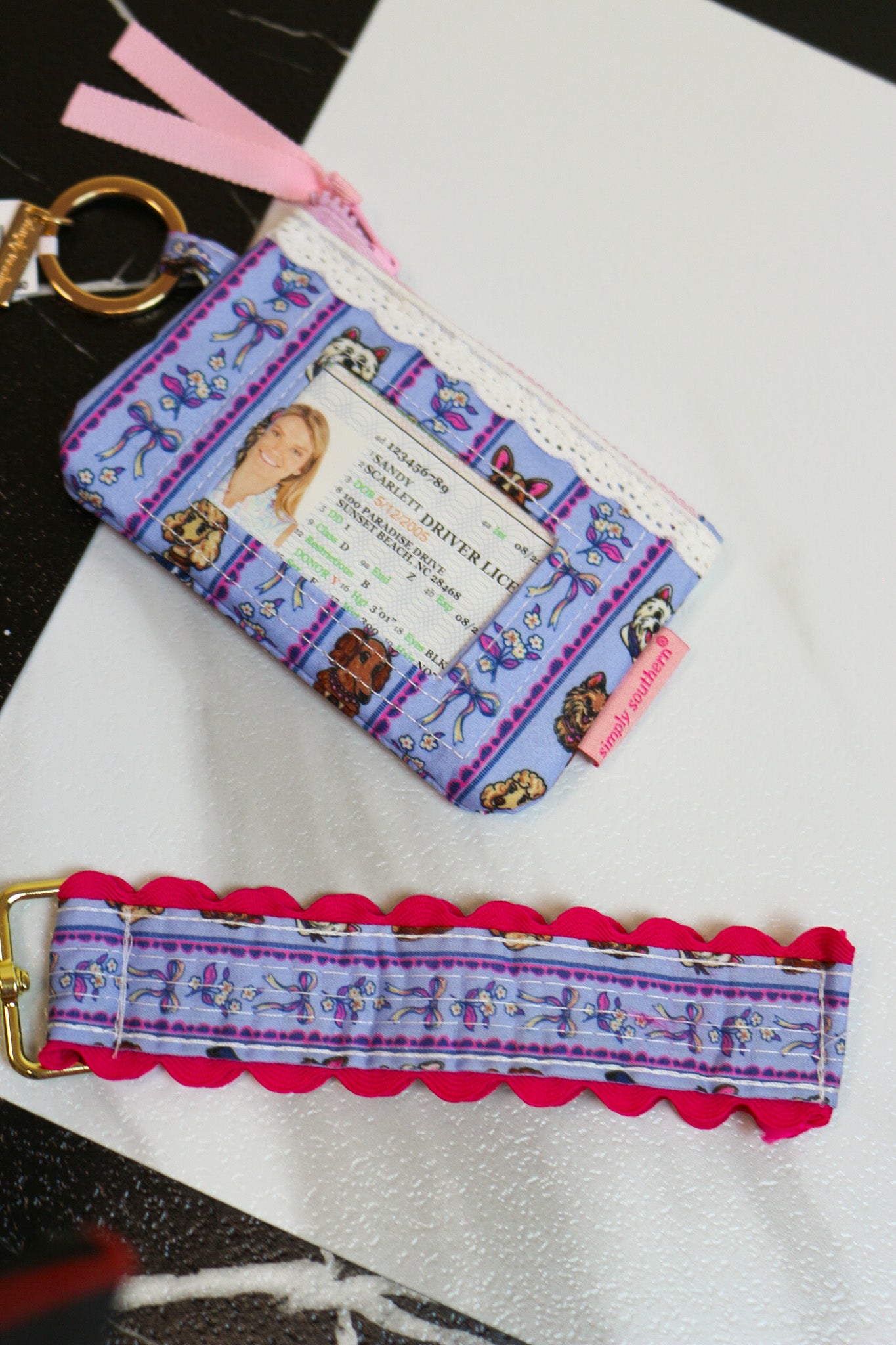 Simply Southern lace ID wallet keychain, shown in one of several available prints