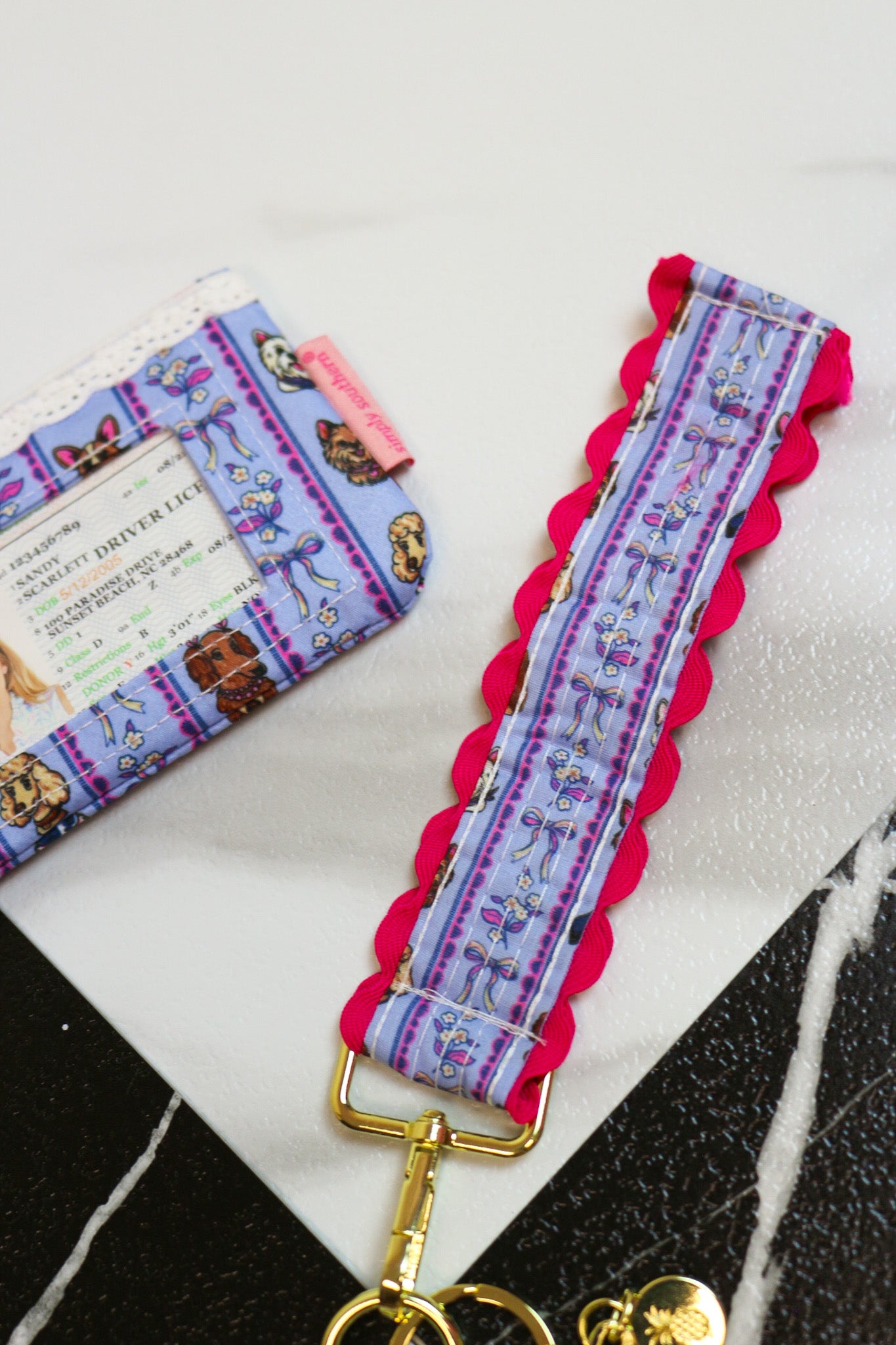Key fob wristlet keychain, shown in one of several available colors