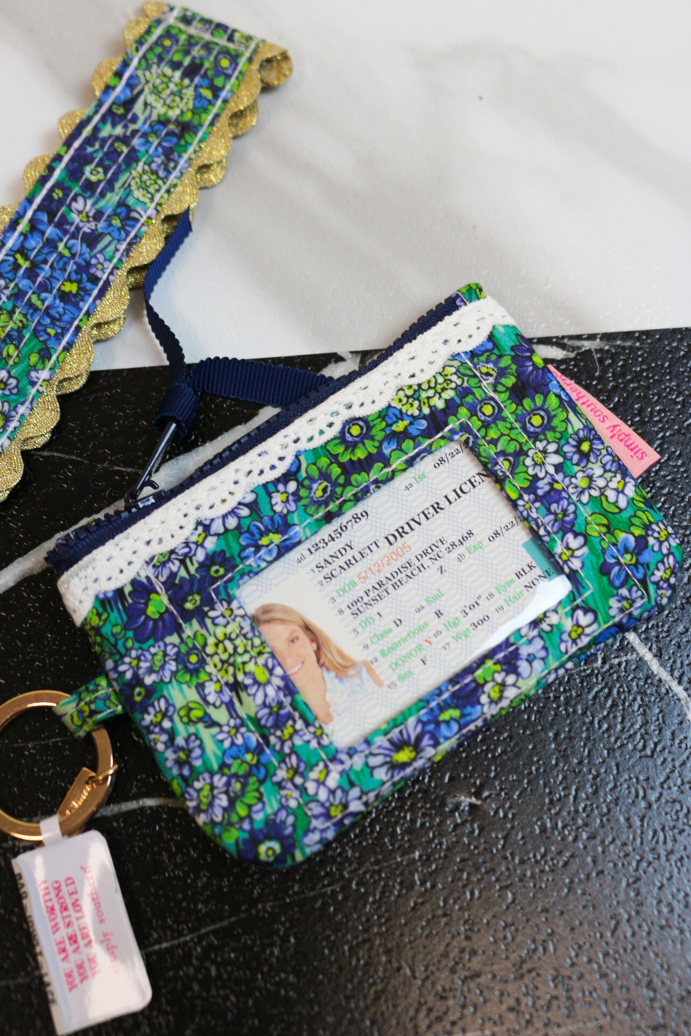 Simply Southern lace ID wallet keychain, shown in one of several available prints