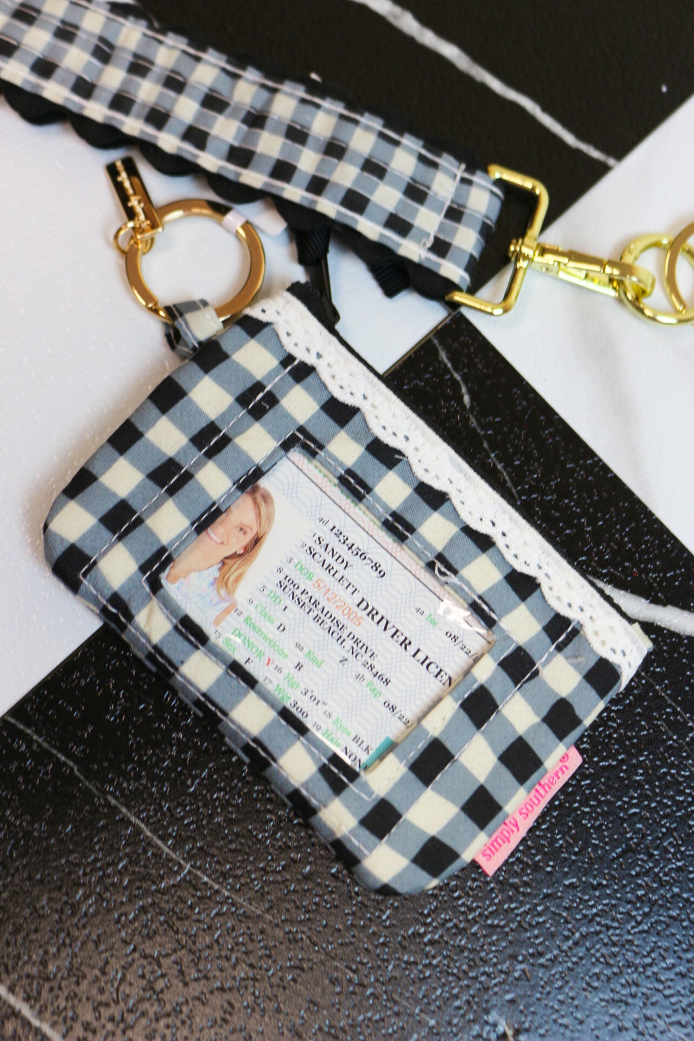 Simply Southern lace ID wallet keychain, shown in one of several available prints
