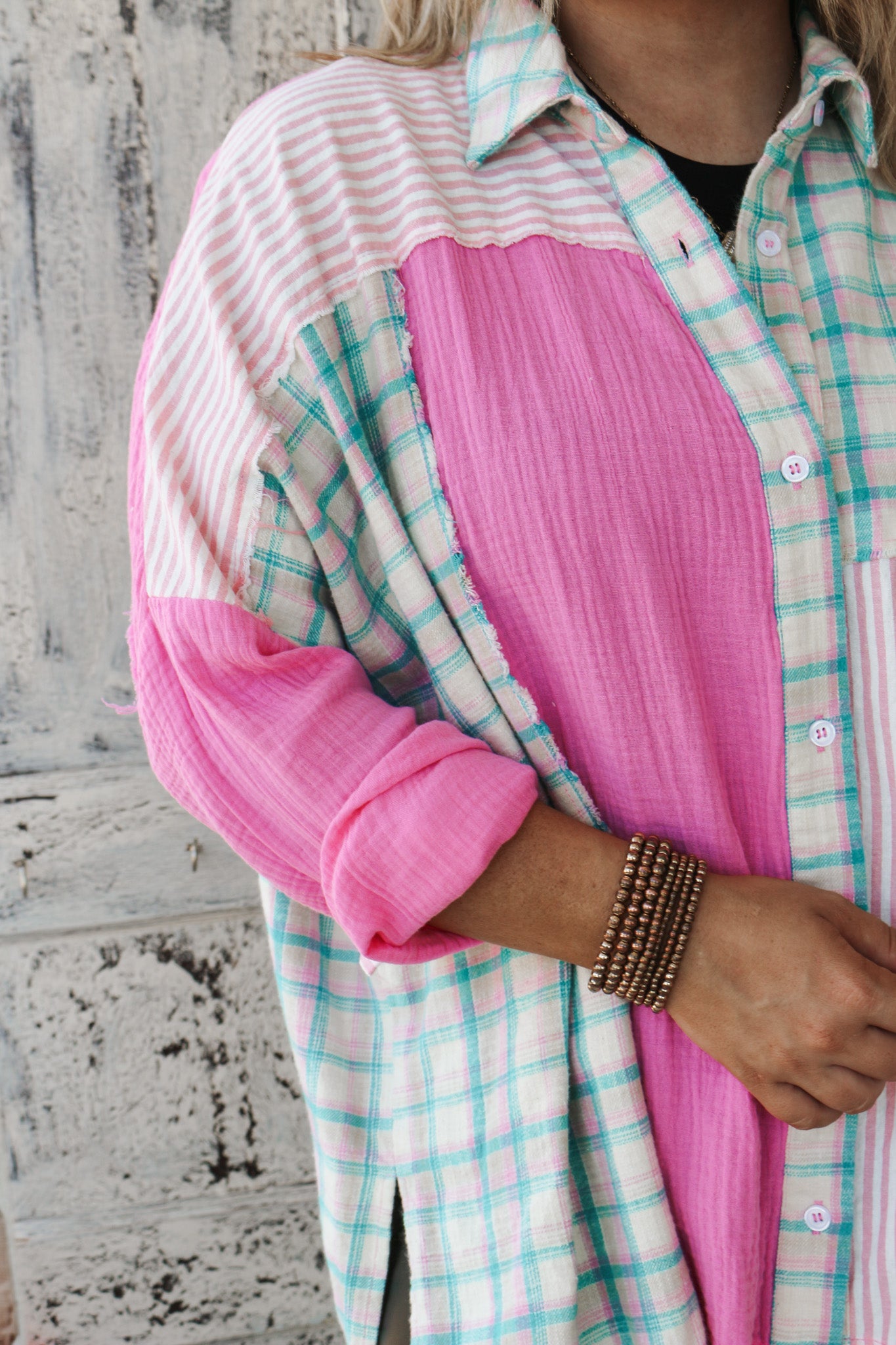 Moments of Happiness Hot Pink Plaid Top