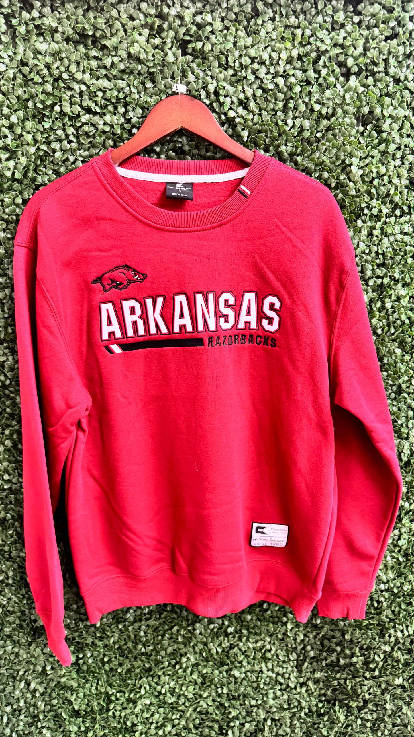 Arkansas Men's Red Charlie Team Crew Sweatshirt