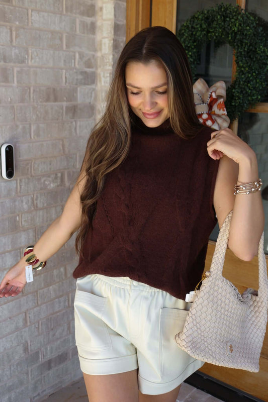 Check Off The List Brown Knit Sweater Vest