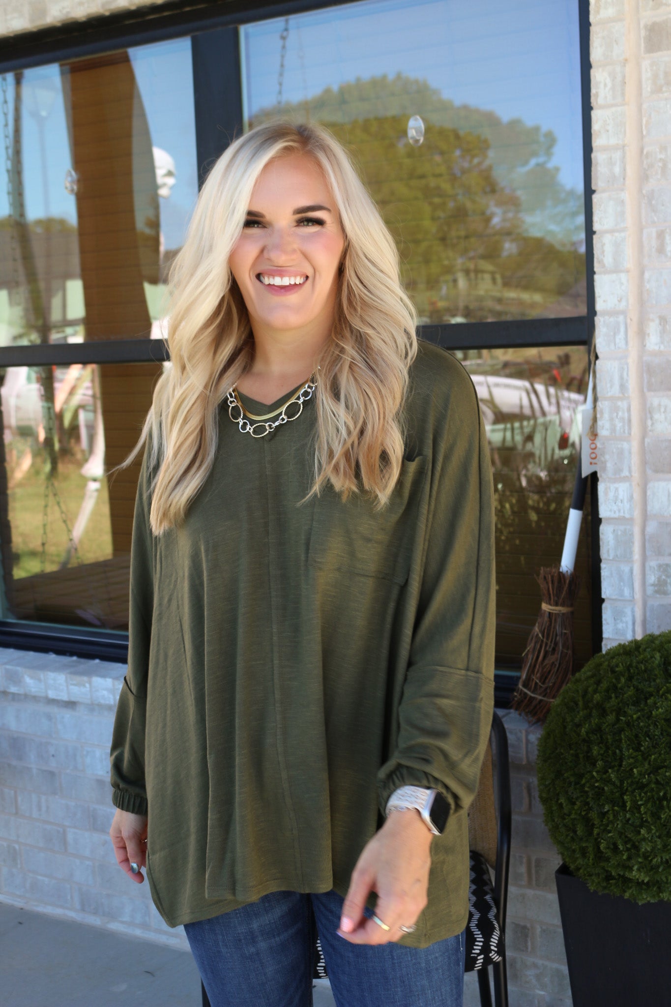 More Than Usual Olive Solid Top