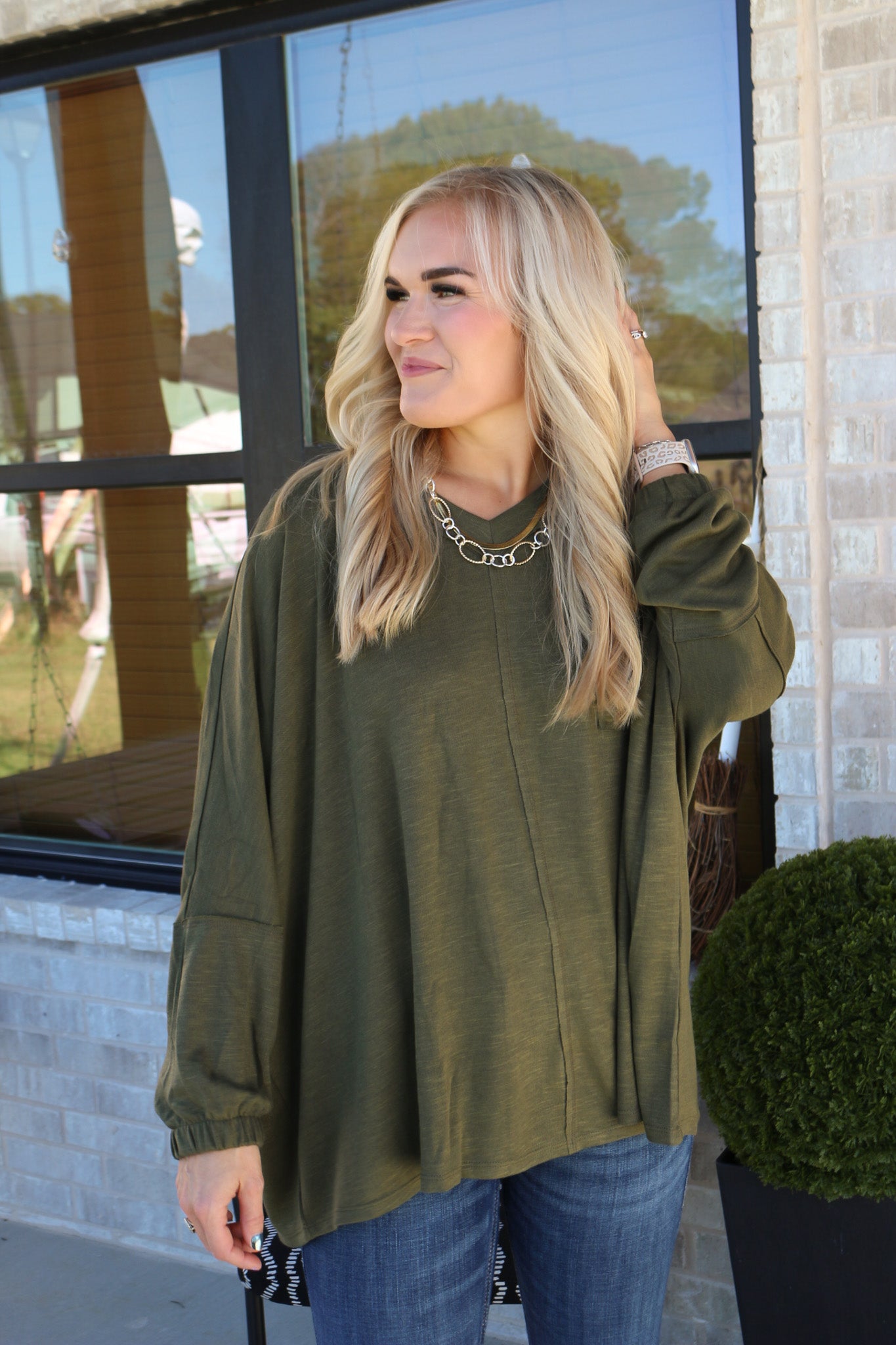 More Than Usual Olive Solid Top