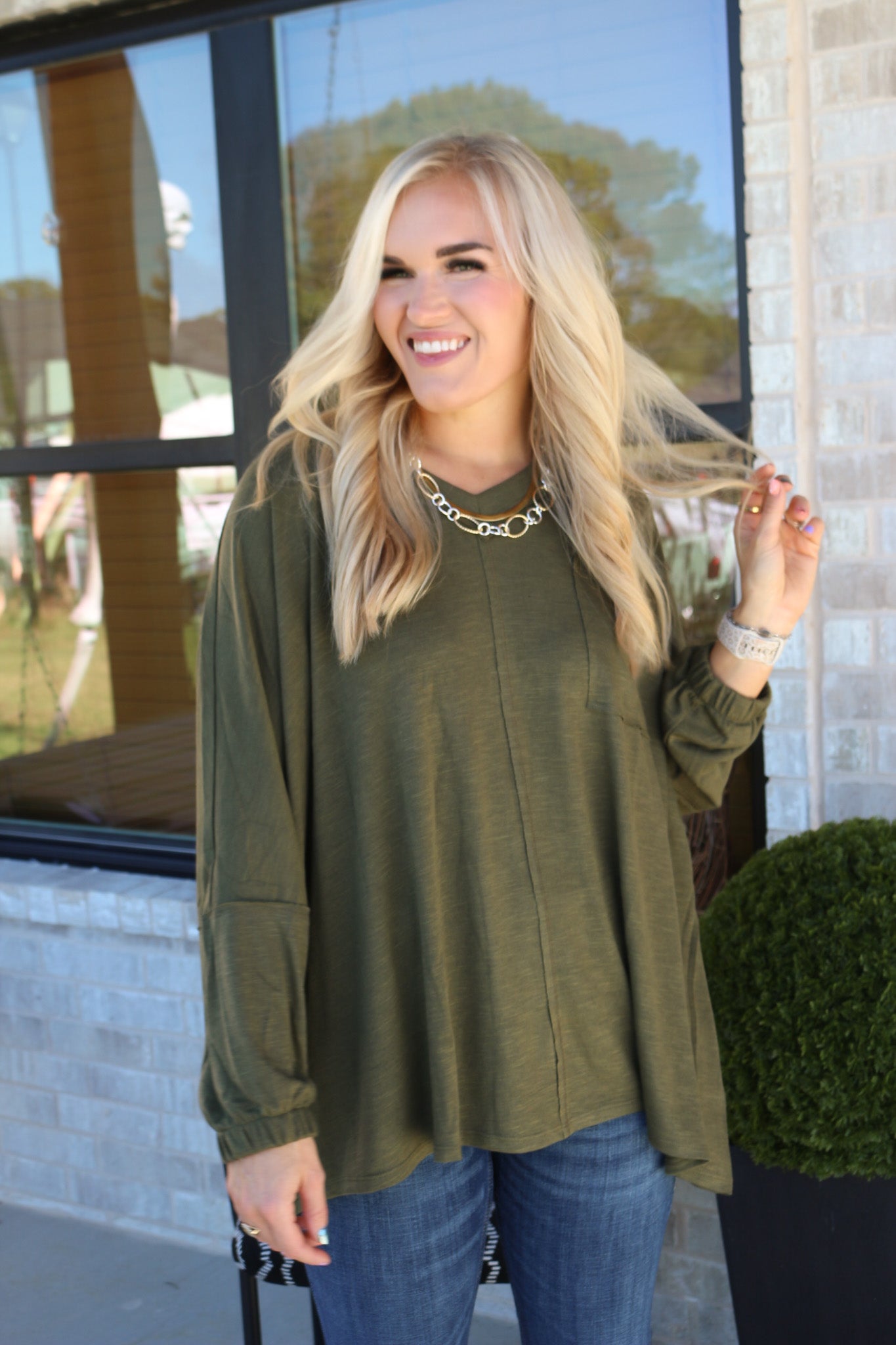 More Than Usual Olive Solid Top