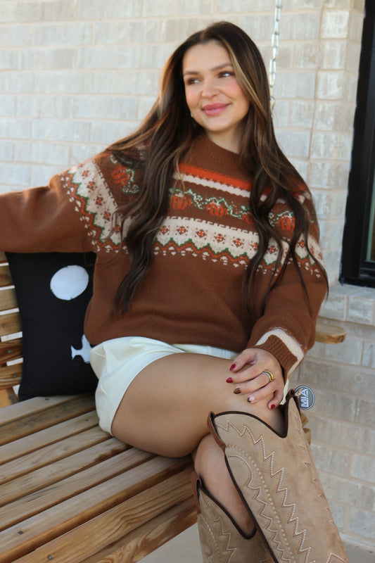 Pumpkin Patching Brown Sweater