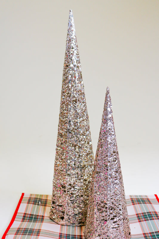 3 Glittery Cone Tree Set
