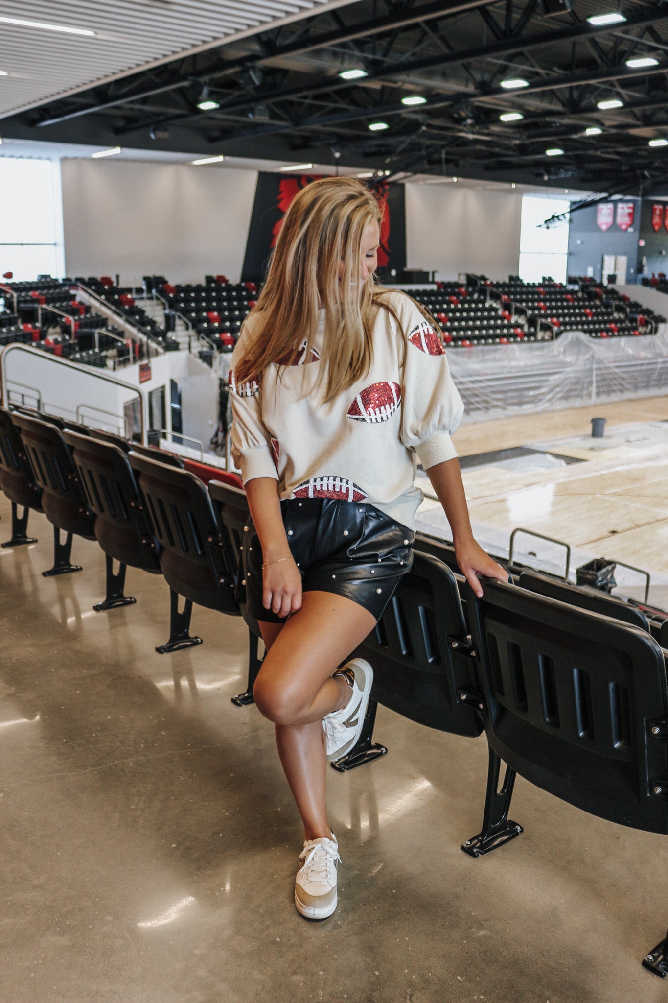 Down Set Football Ivory Sequin Sweatshirt