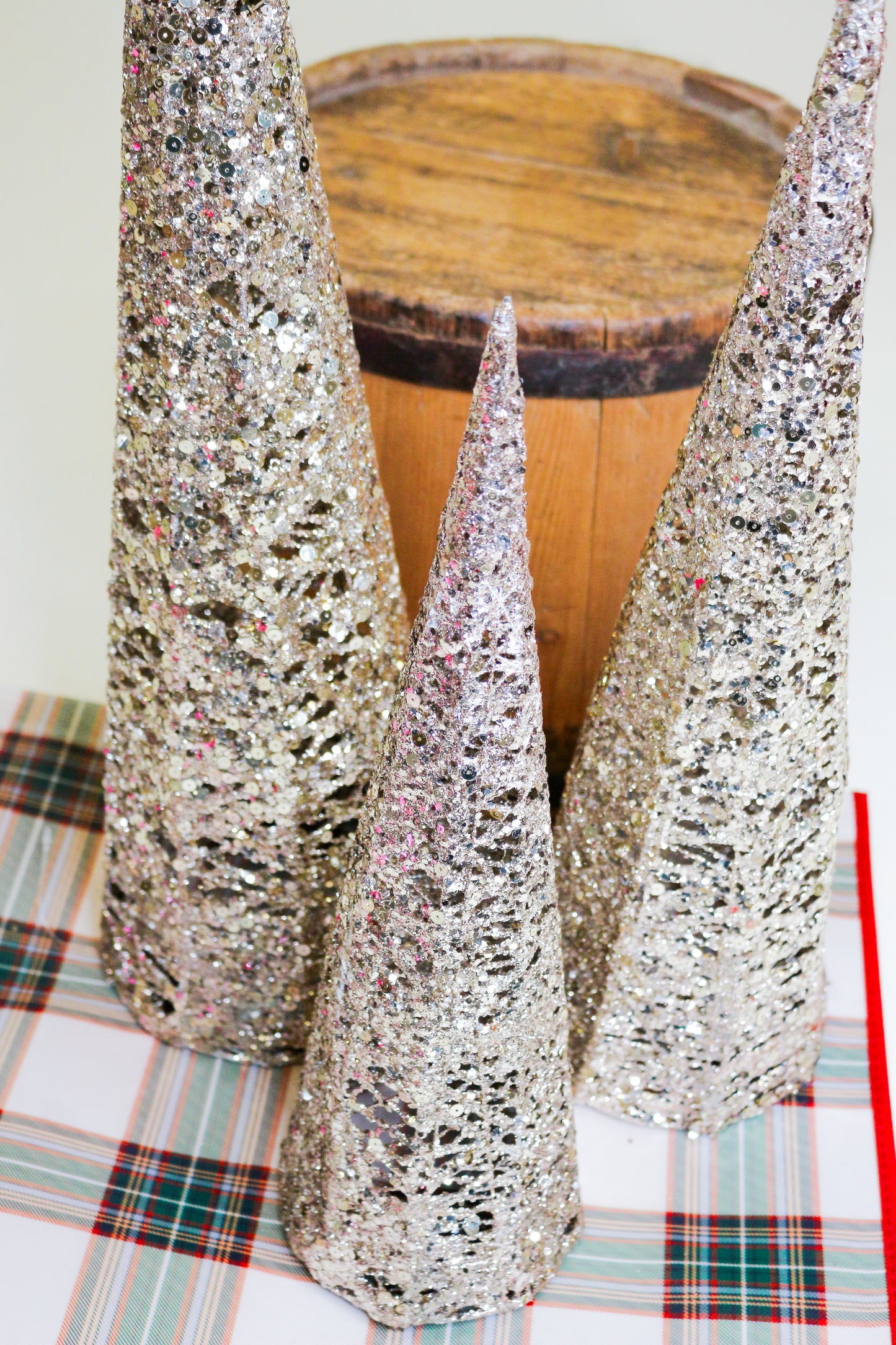 3 Glittery Cone Tree Set