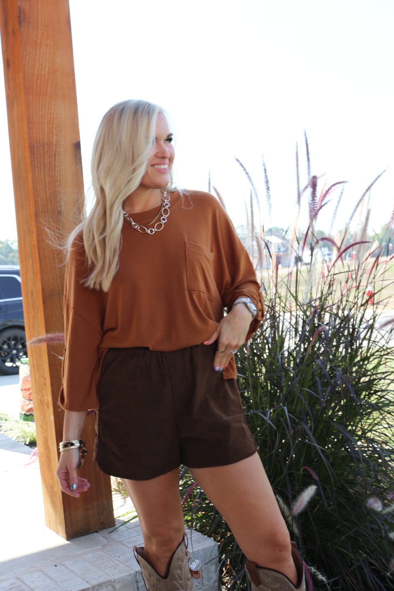 Finding Myself Chocolate Suede Shorts