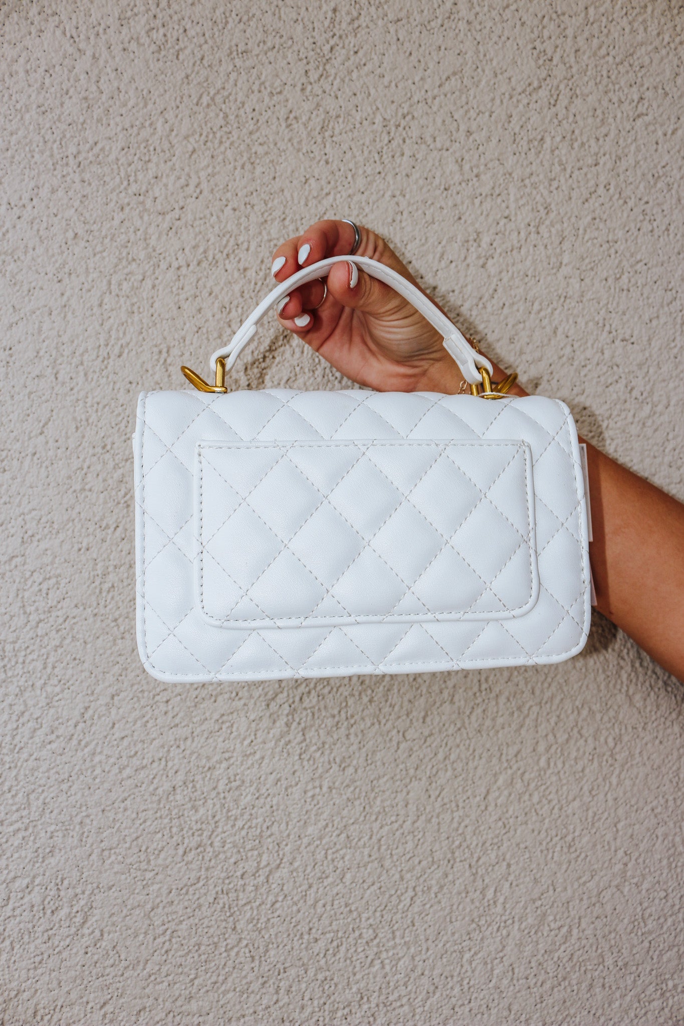 White Quilt Leather Purse