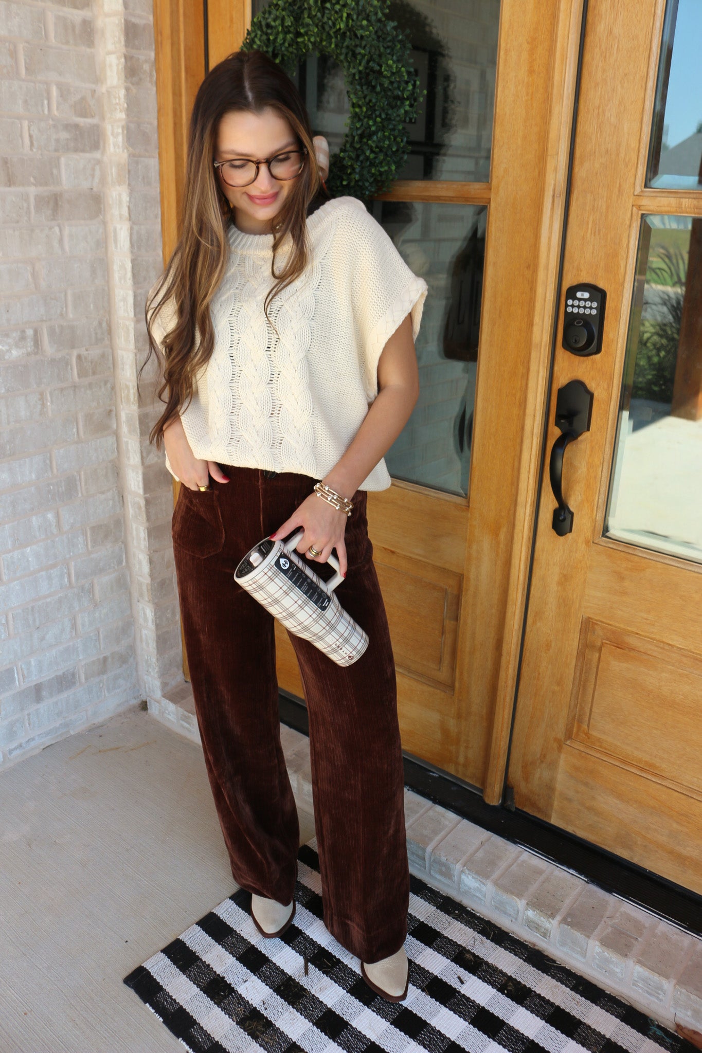 Audrey Cappuccino Wide Leg Corduroy Pants By Dear John
