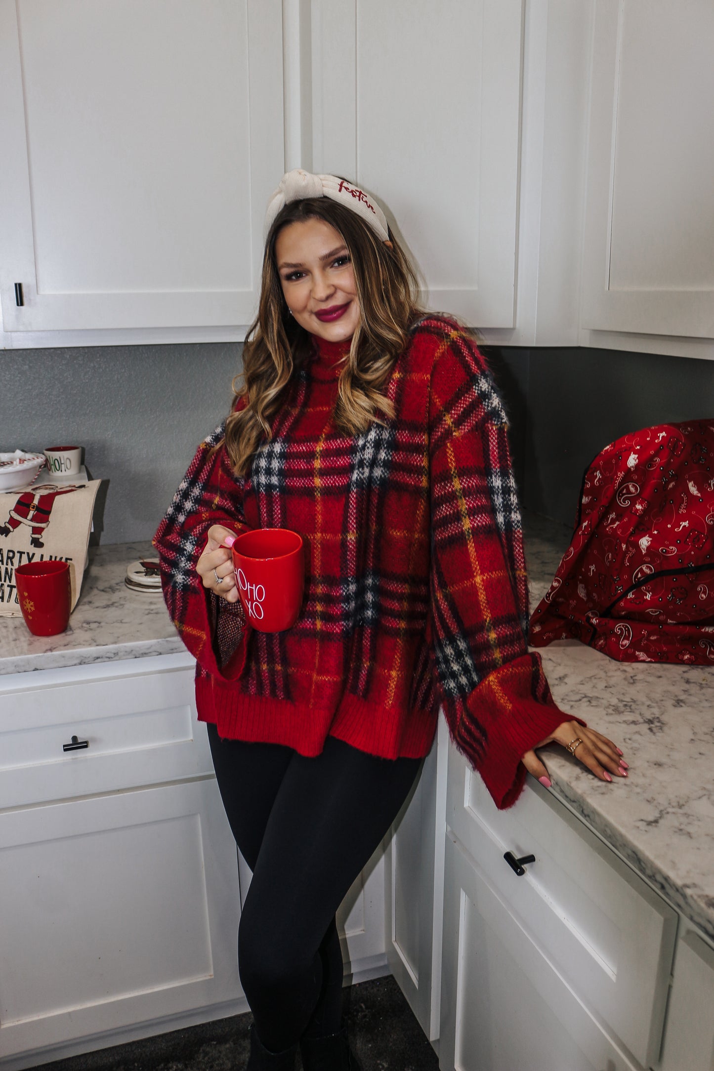 Right Things To Say Red Plaid Sweater