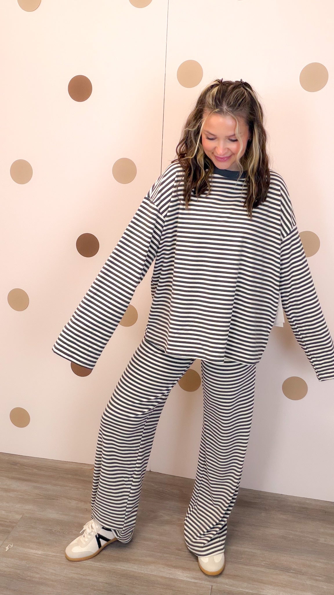 Glad To Make It Women's Grey Stripe Lounge Pants