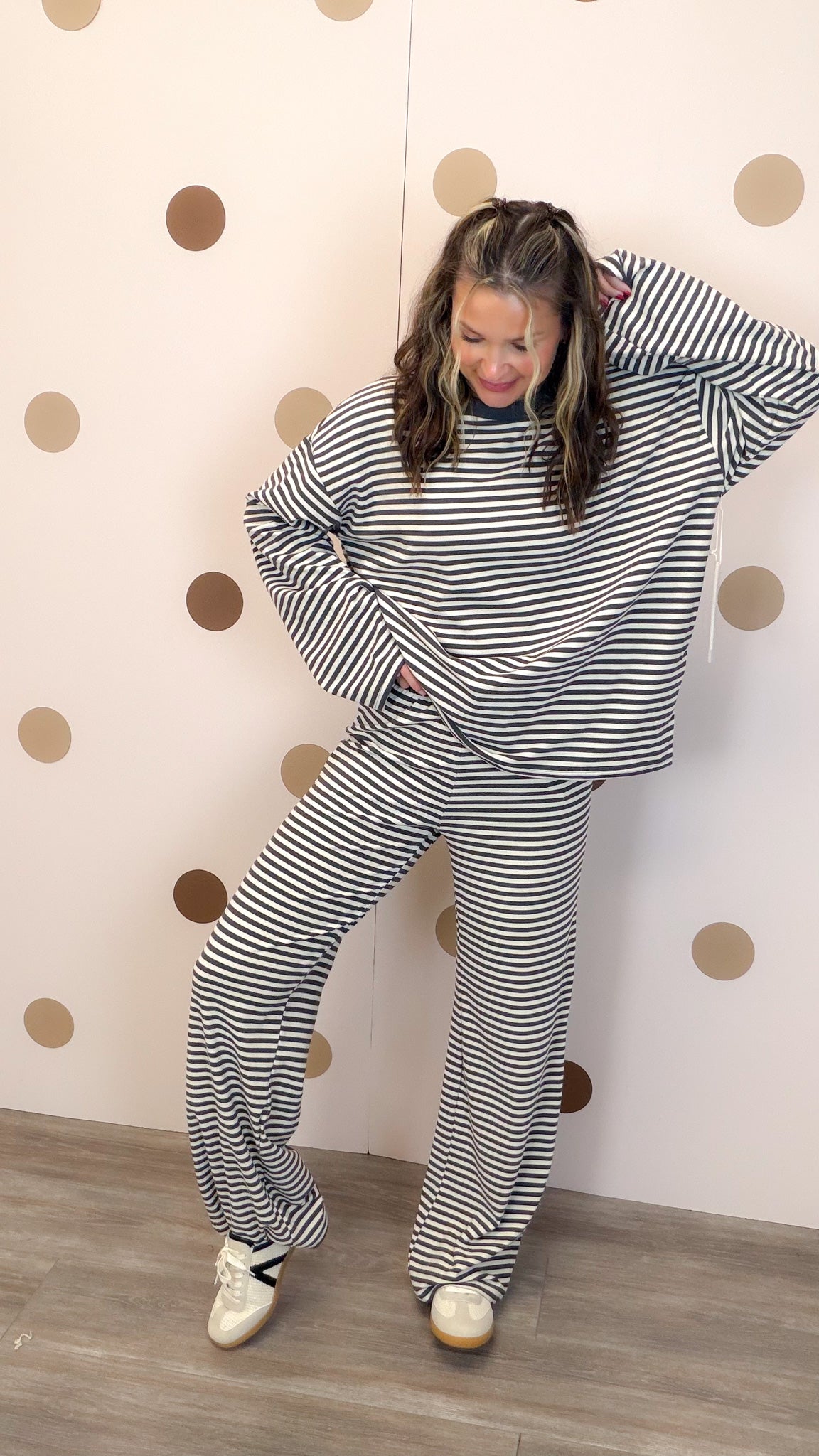 Glad To Make It Women's Grey Stripe Lounge Pants