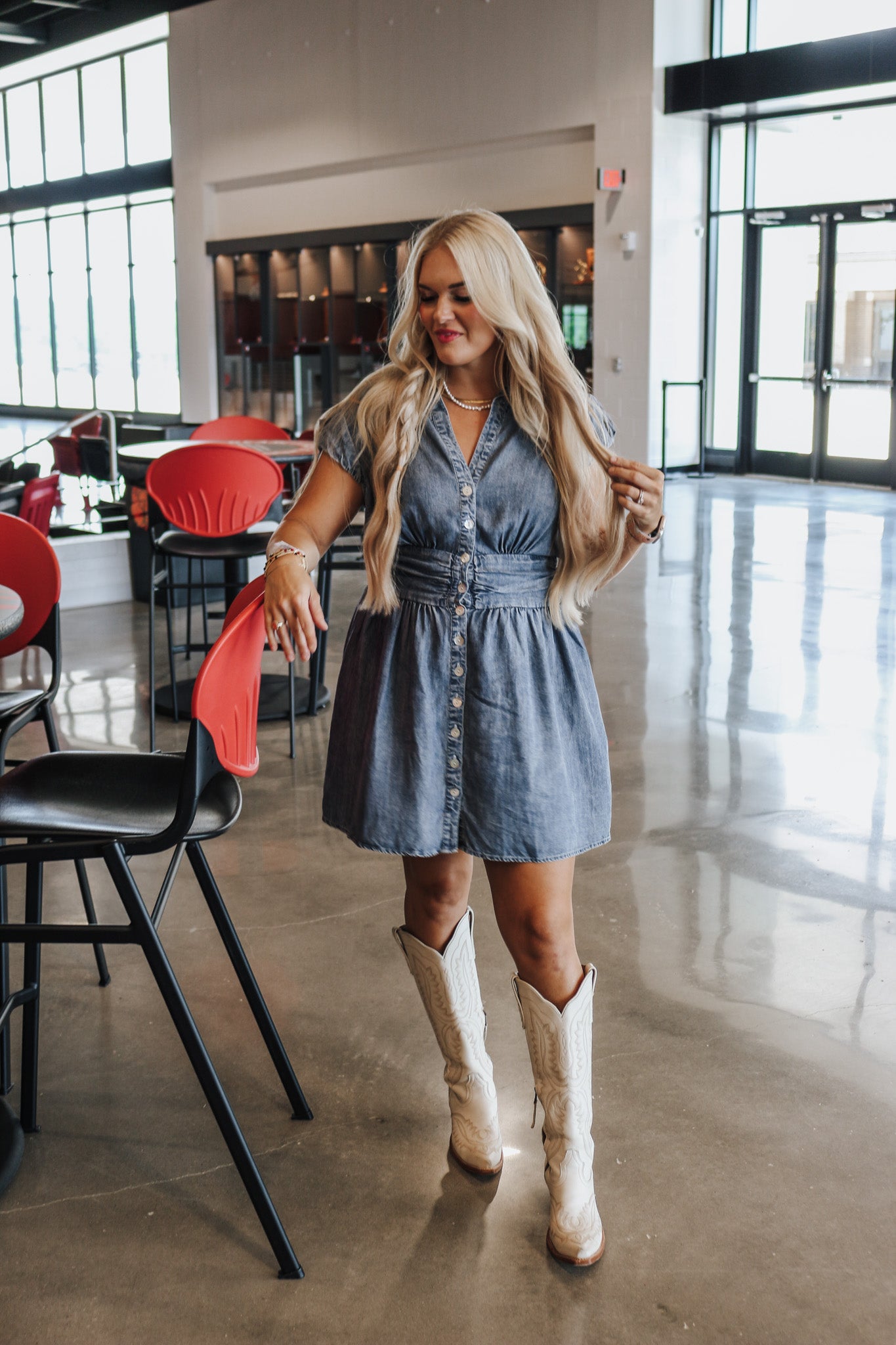 Sideline Material Denim Dress