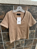 Make You Wonder Ribbed V-Neck Dynamic Tee