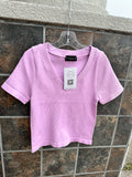 Make You Wonder Ribbed V-Neck Dynamic Tee