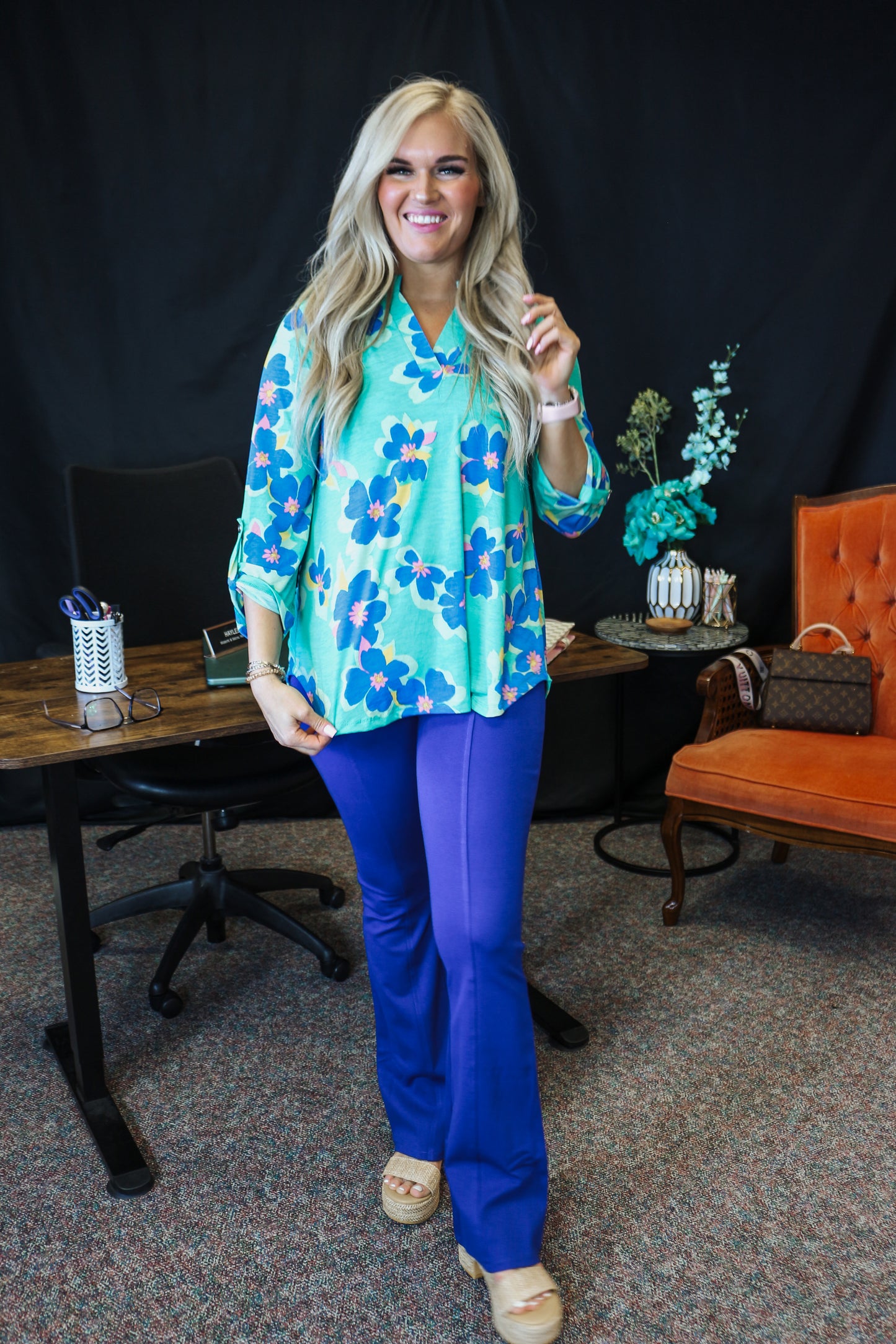 The Lizzy Emerald Floral Top