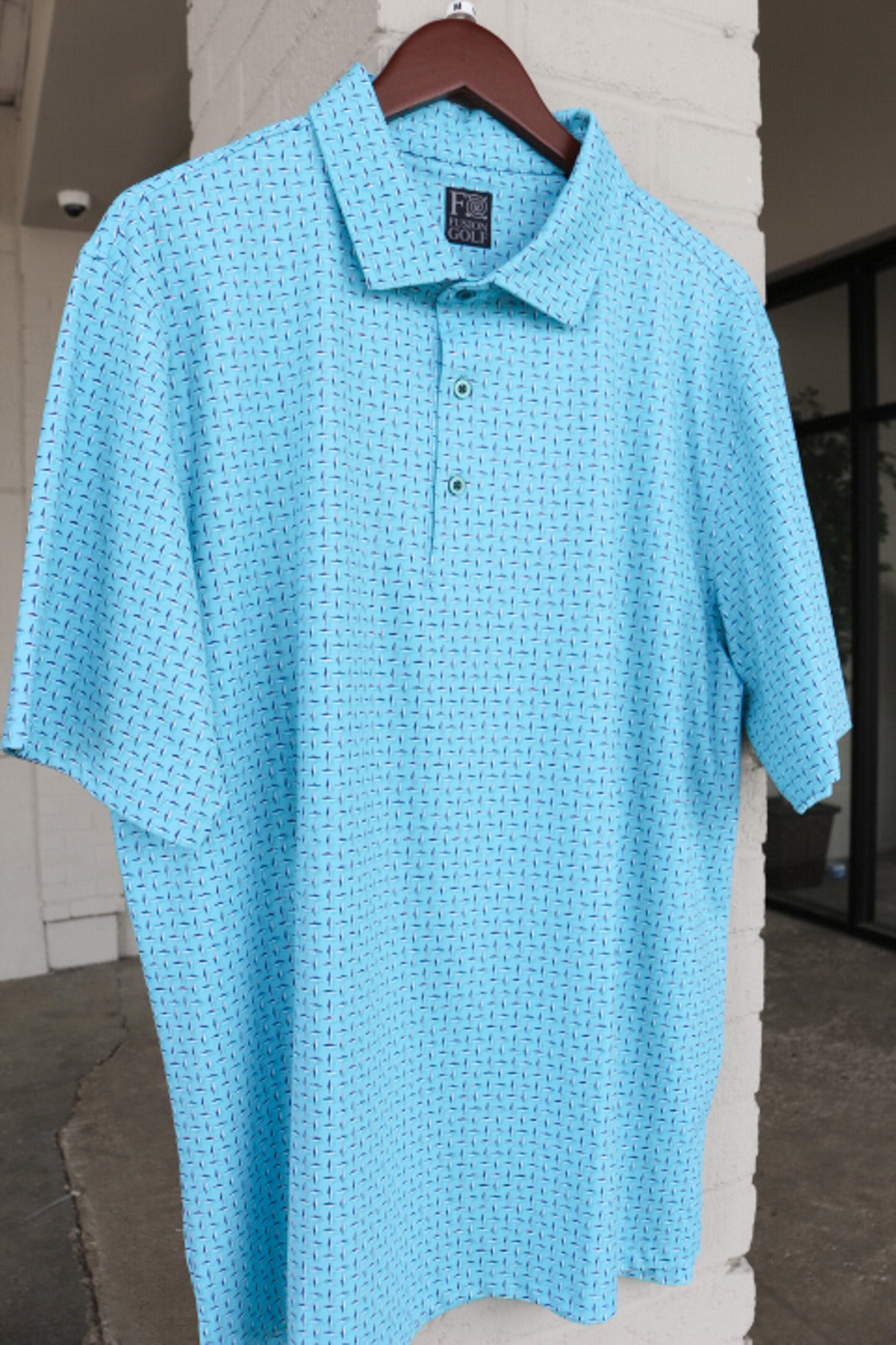 Men's Turquoise Lightning Print Polo