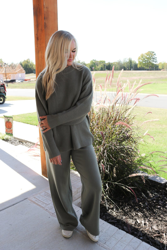 On My List Celadon Green Sweater Set