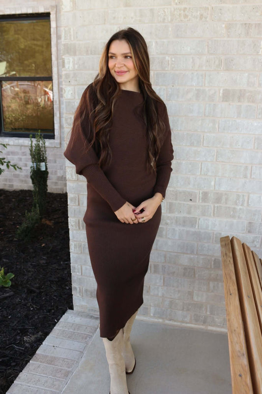 No Comparison Chocolate Brown Sweater Dress