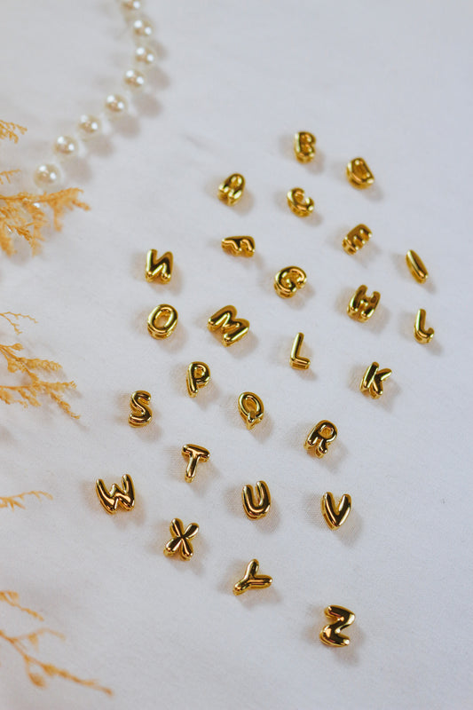 Gold Bubble Initial Charms