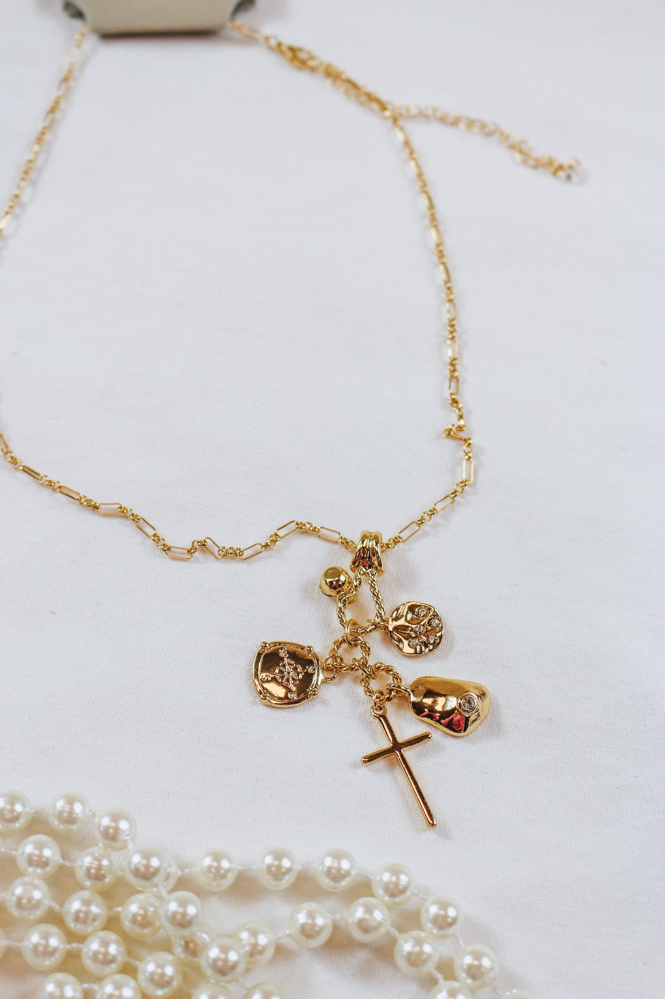 Gold Chain Multi Charms Necklace