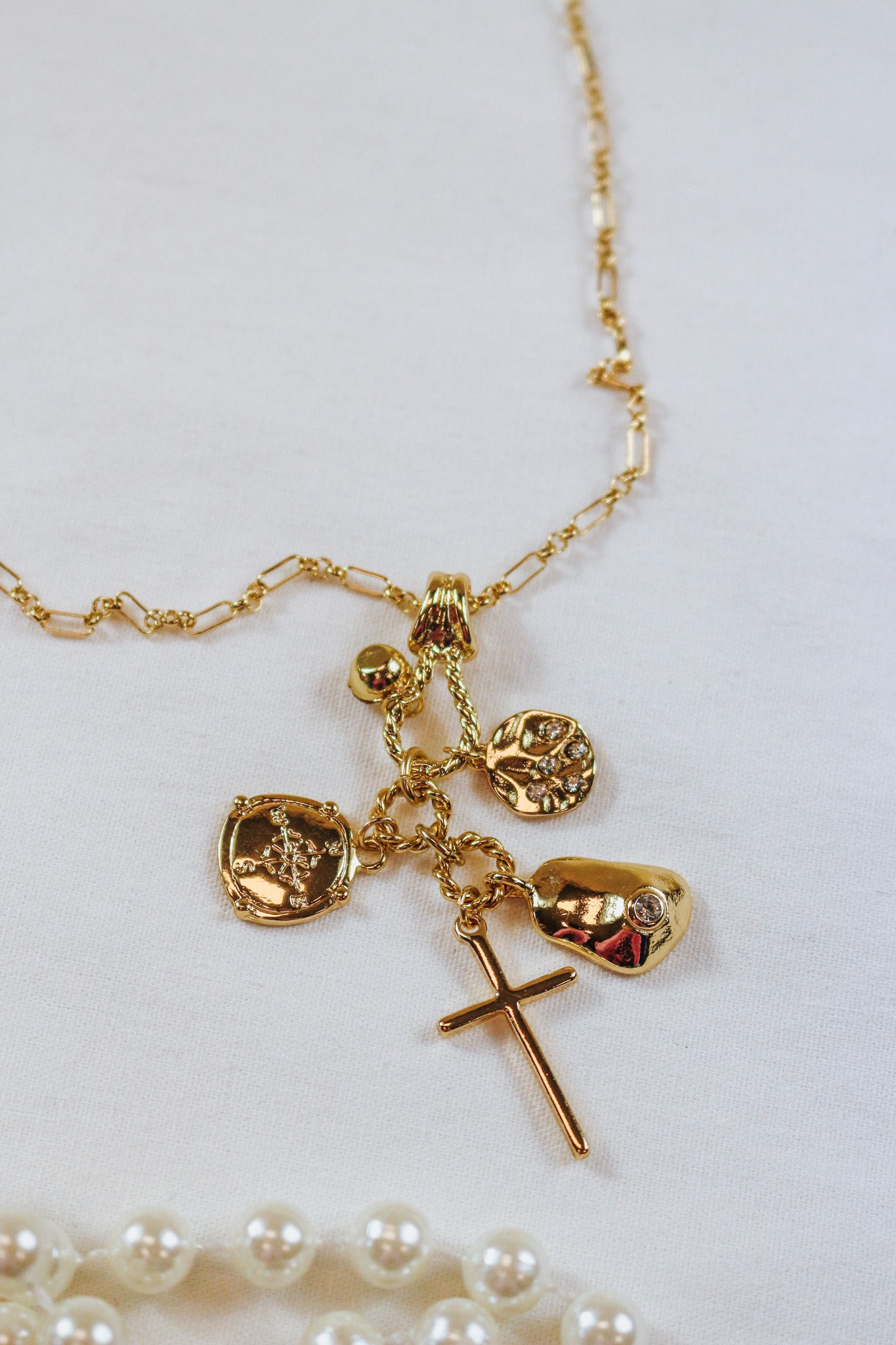 Gold Chain Multi Charms Necklace