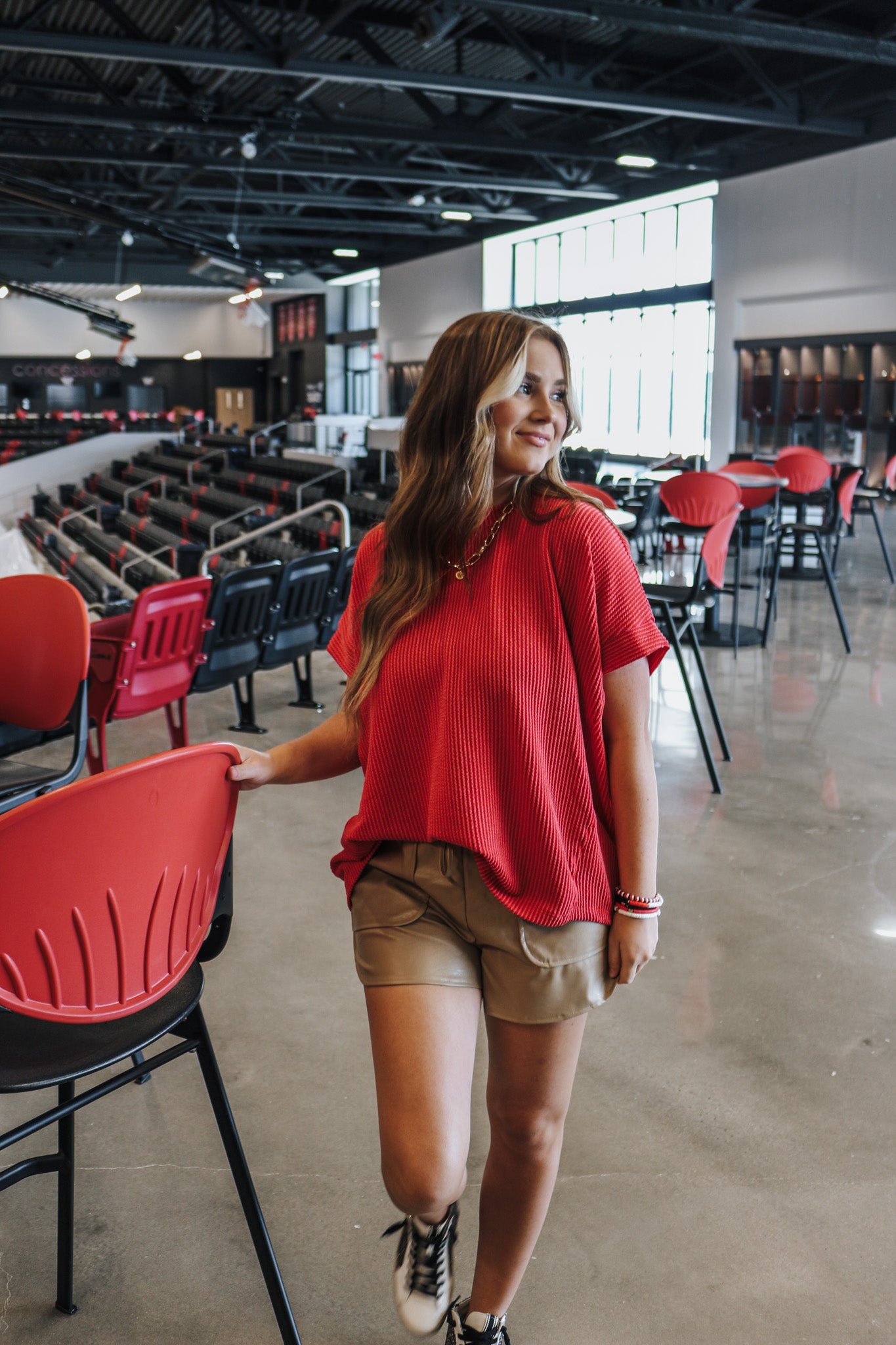 Just Go With It Red Ribbed Top