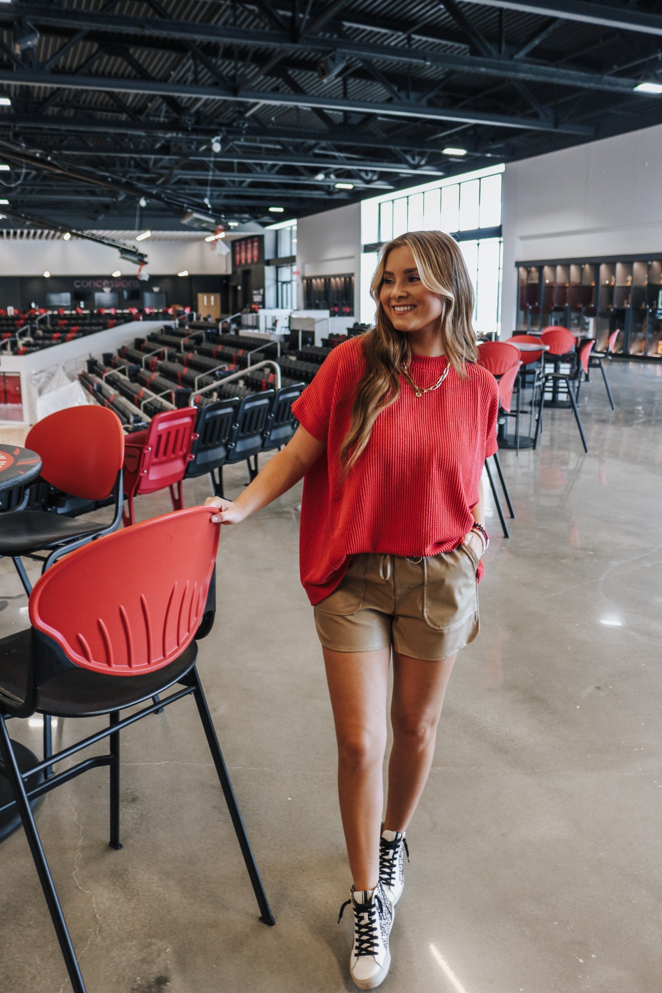 Just Go With It Red Ribbed Top