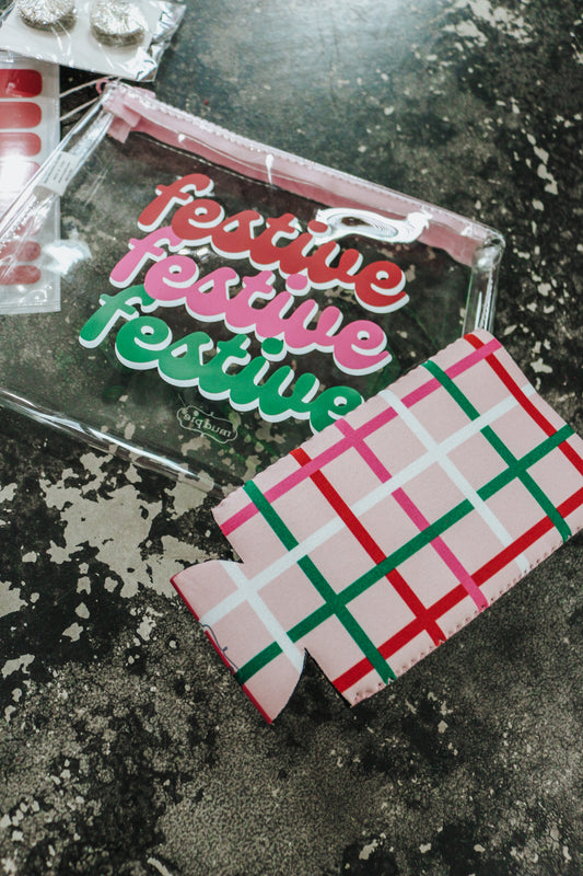Festive Pink Christmas Sparkle Essentials Bag