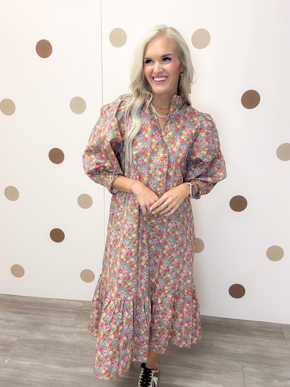 Open Fields Women's Sage Lilac Floral Dress