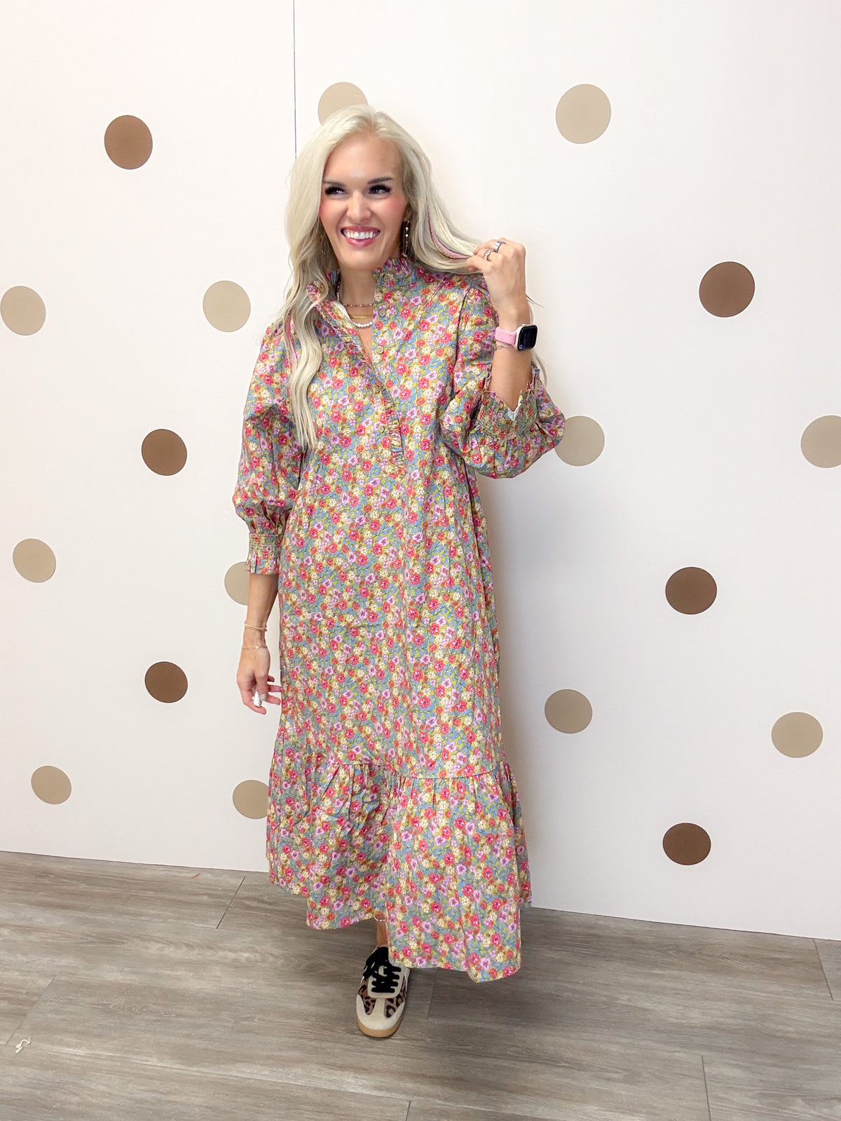Open Fields Women's Sage Lilac Floral Dress