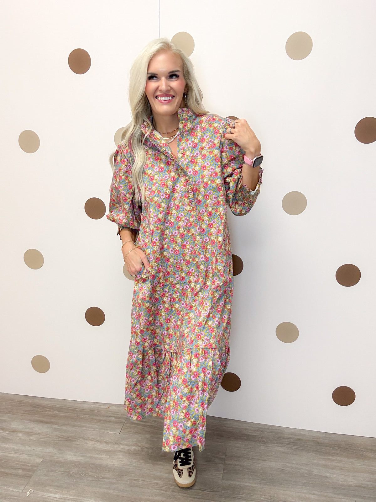 Open Fields Women's Sage Lilac Floral Dress