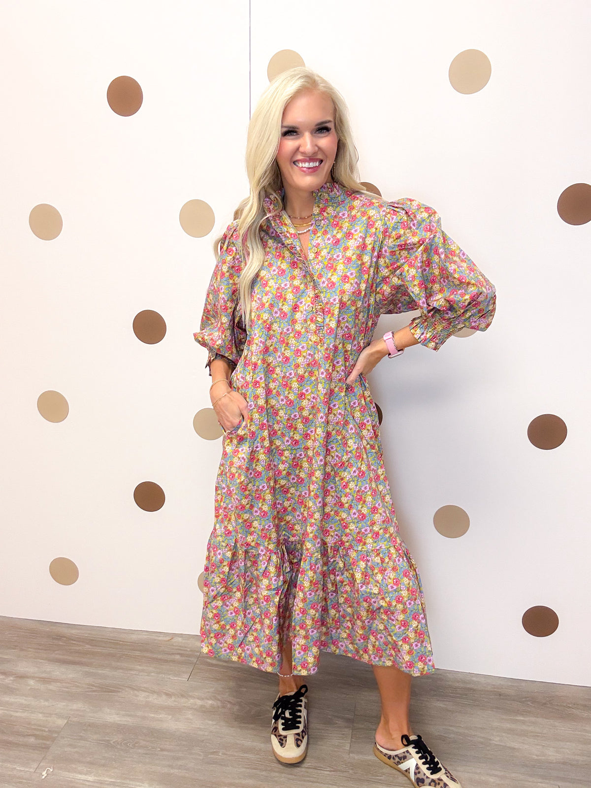 Open Fields Women's Sage Lilac Floral Dress