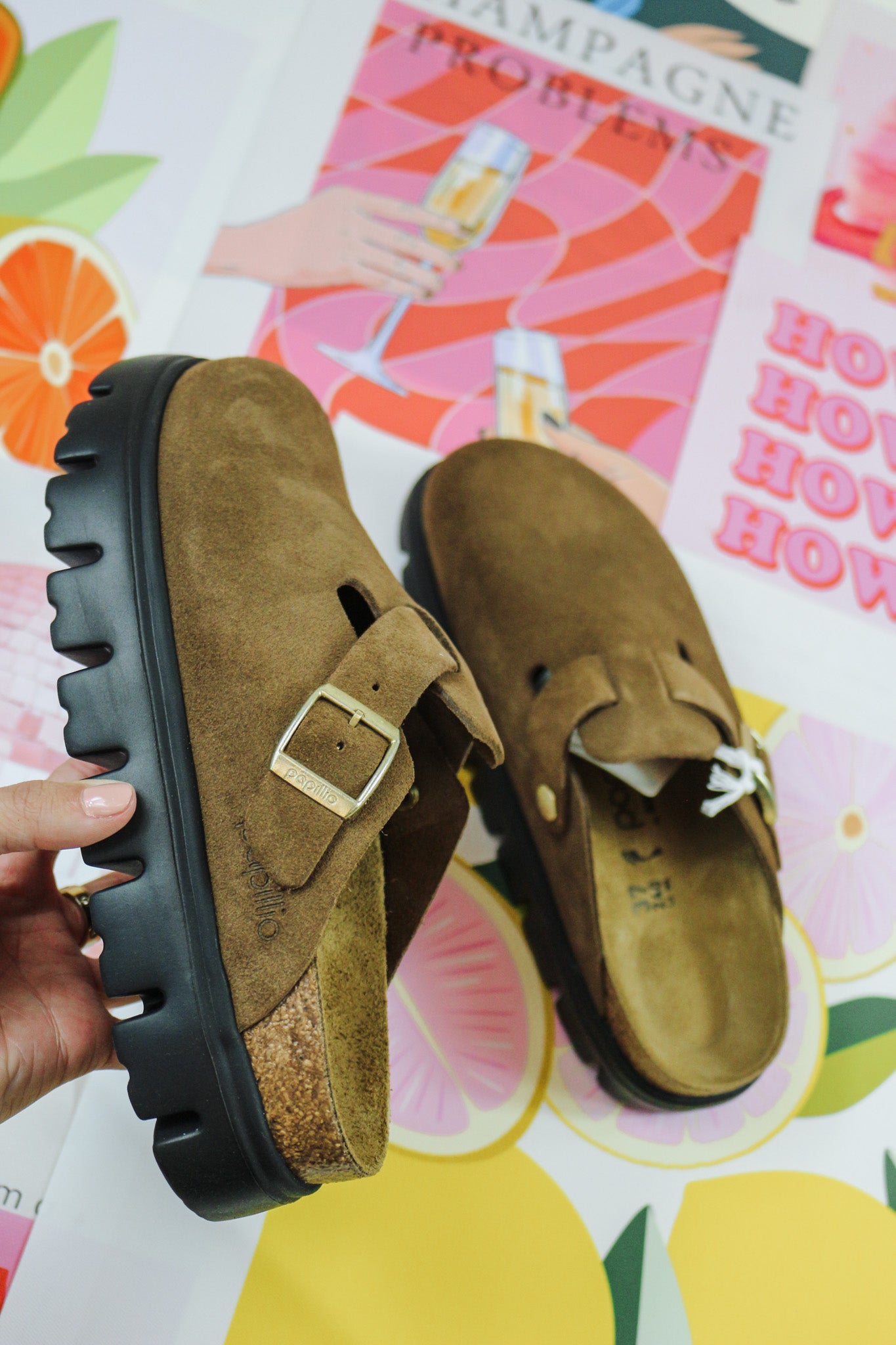 Boston Chunky Dark Brown Suede Birkenstock Sandals