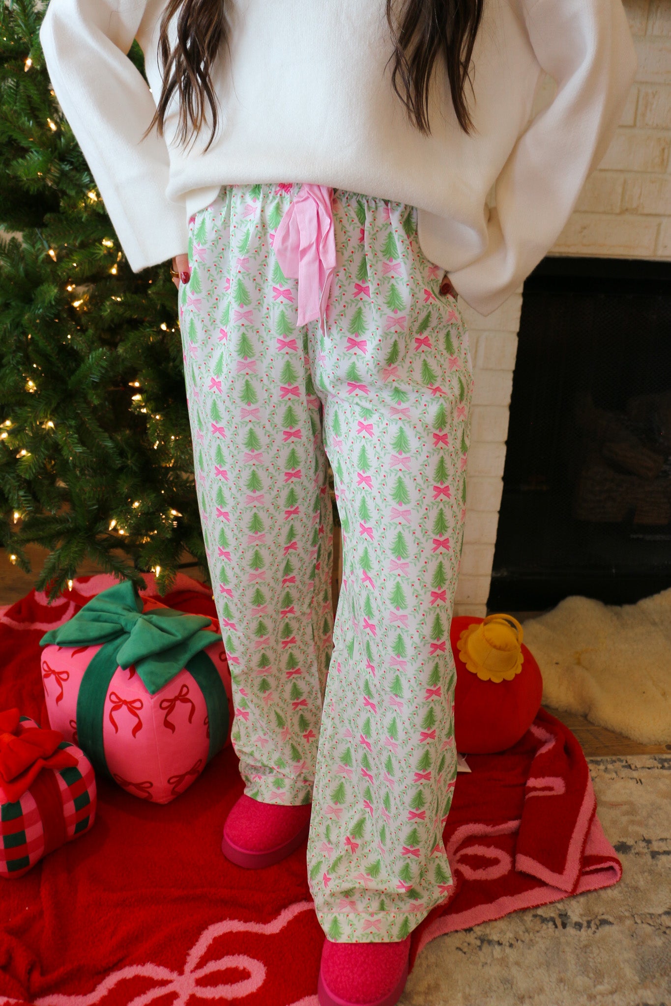 Christmas PJ pants, shown in one of two available colors